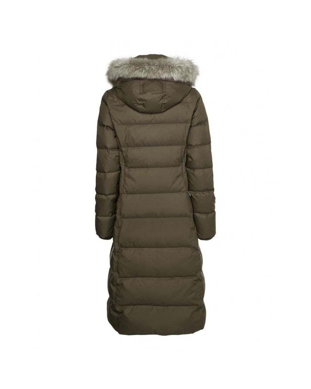 Tommy Hilfiger Tyra Maxi Faux Fur Down Jacket in Green | Lyst