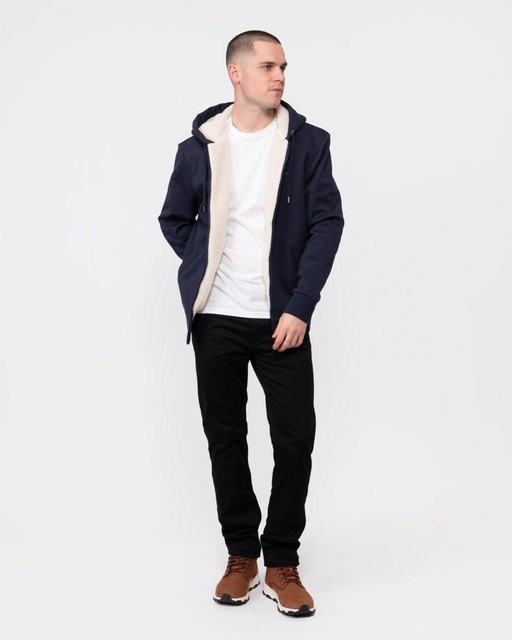 Mens fully lined sherpa hoodie top