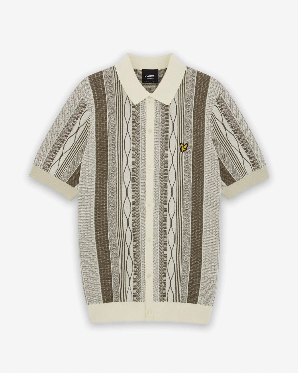 Lyle & Scott Natural Jacquard Knitted Polo Shirt for men