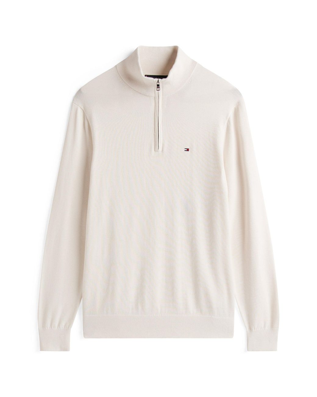 Tommy Hilfiger White Essential Cotton 1/4 Zip Mock Sweatshirt for men