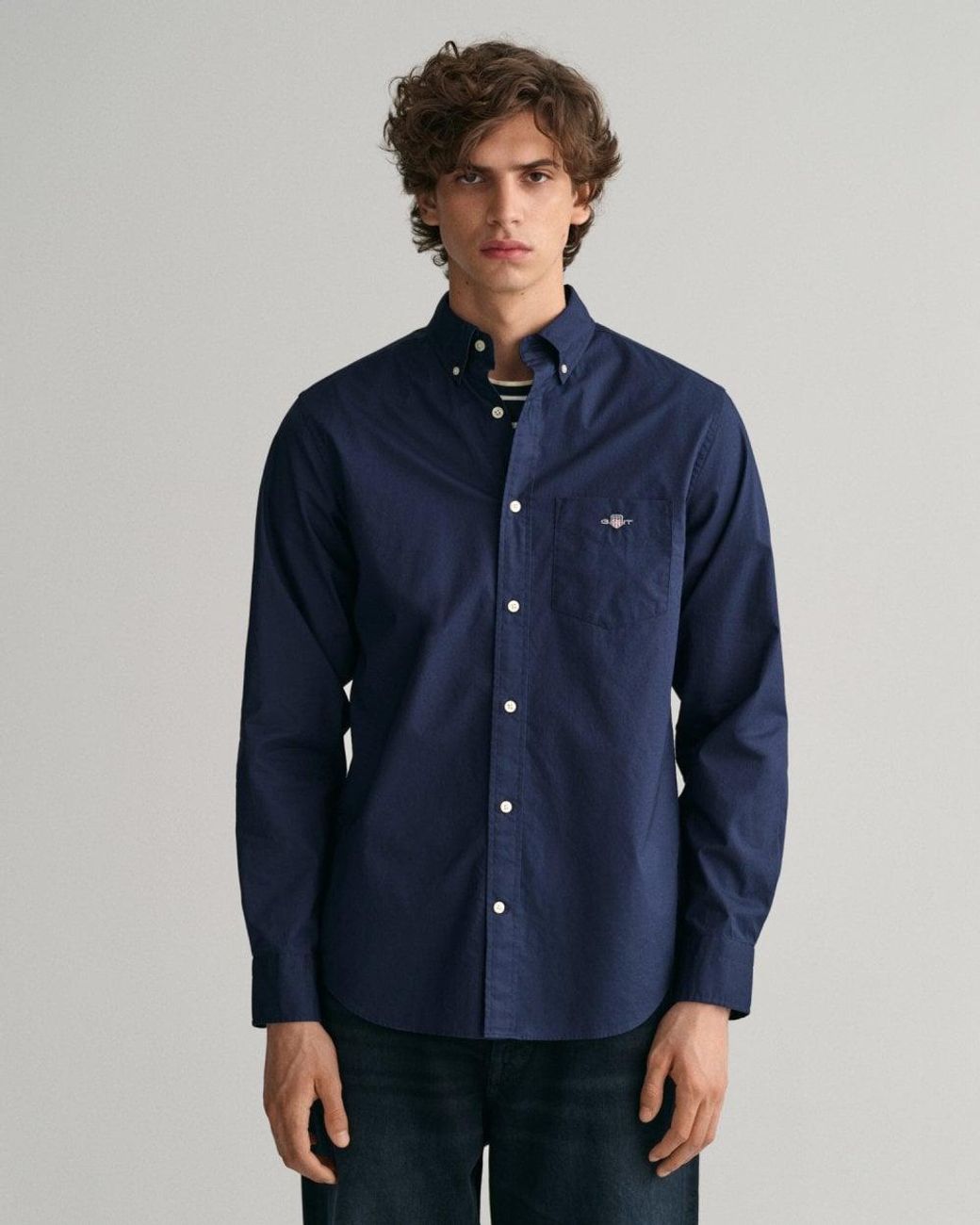 Gant Blue Regular Fit Short Sleeve Poplin Shirt for men