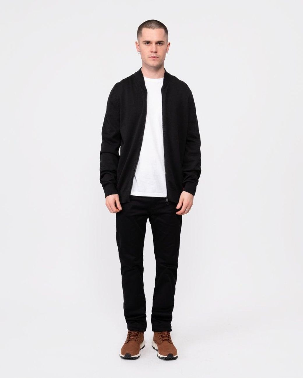 HUGO Black San Jaque-C Double Zip Cardigan 001, Size: L for men