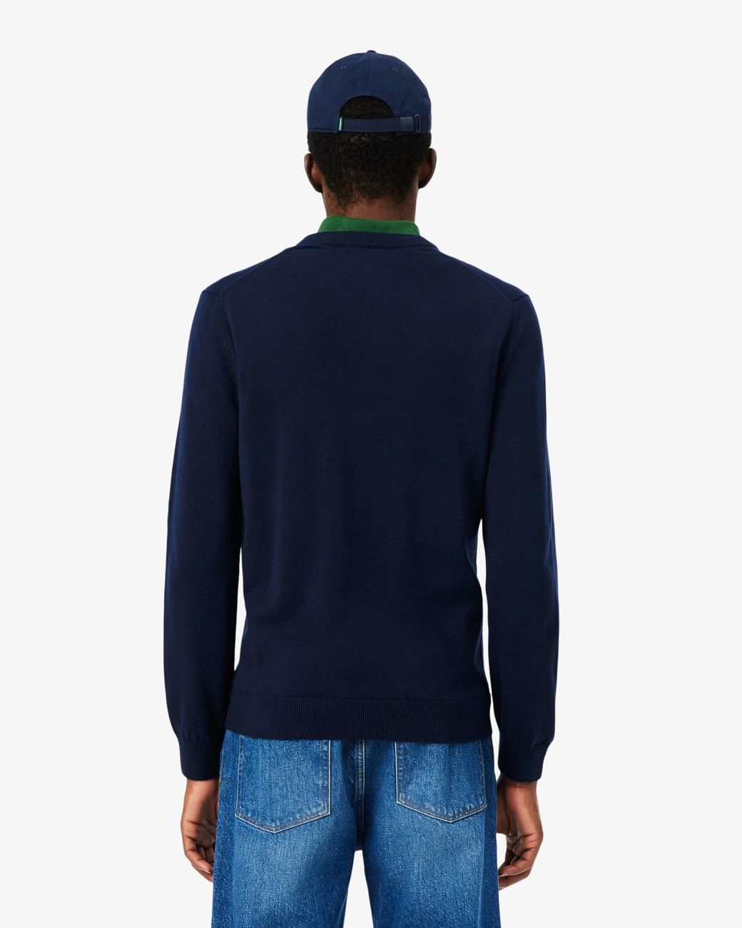 Lacoste Blue Monochrome Jersey V Neck Sweater for men