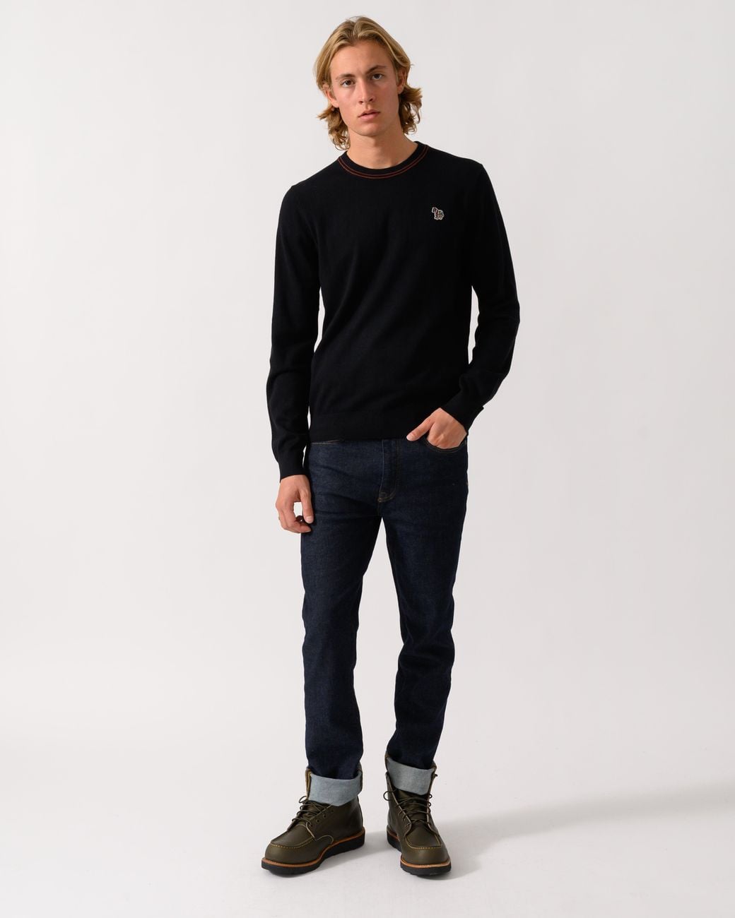 Paul Smith Black Ps Crew Neck Zebra Badge Sweater for men