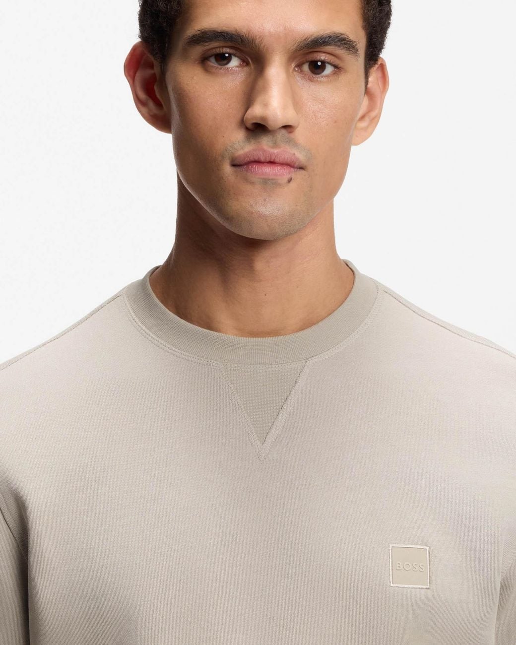 Boss Natural Westart Crew Neck Sweatshirt With Logo Patch for men