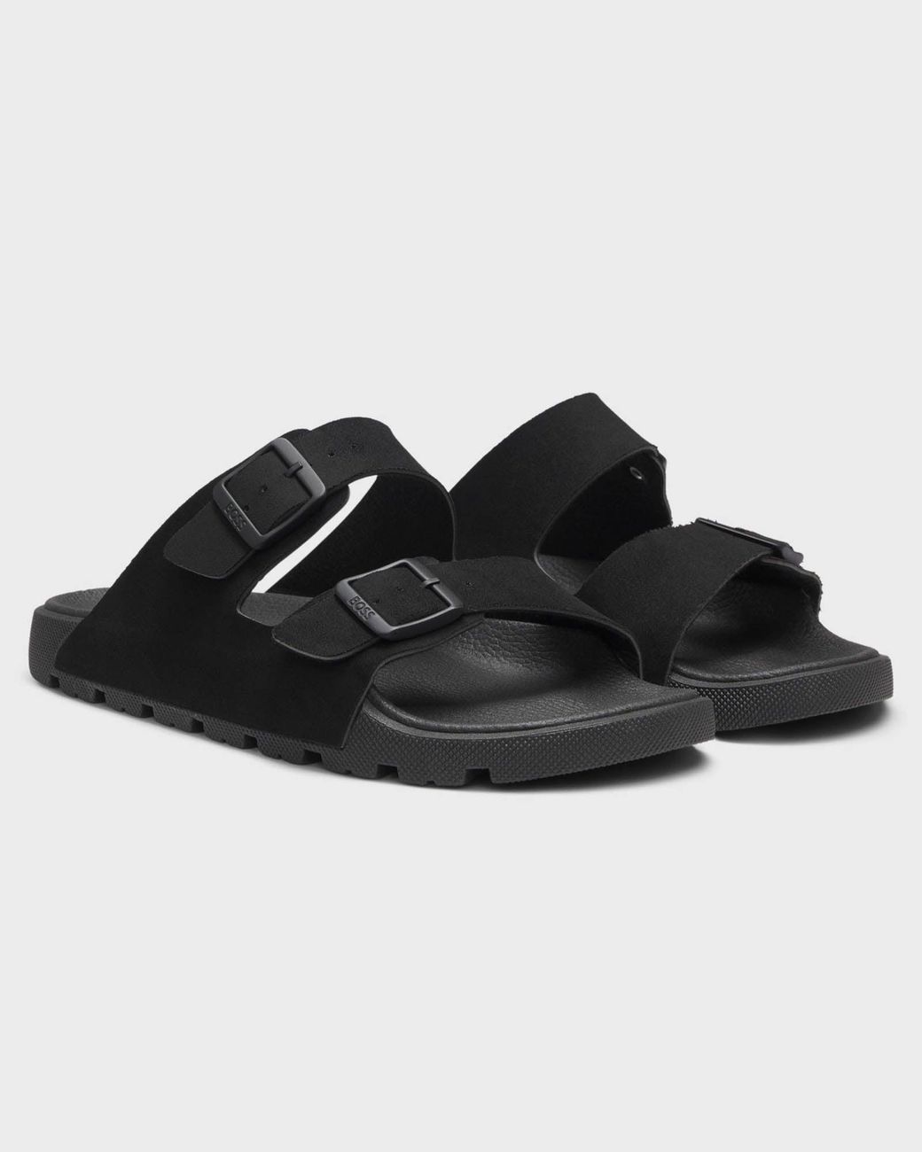 Boss Black Surfley Twin-Strap Slides With Branded Buckles for men