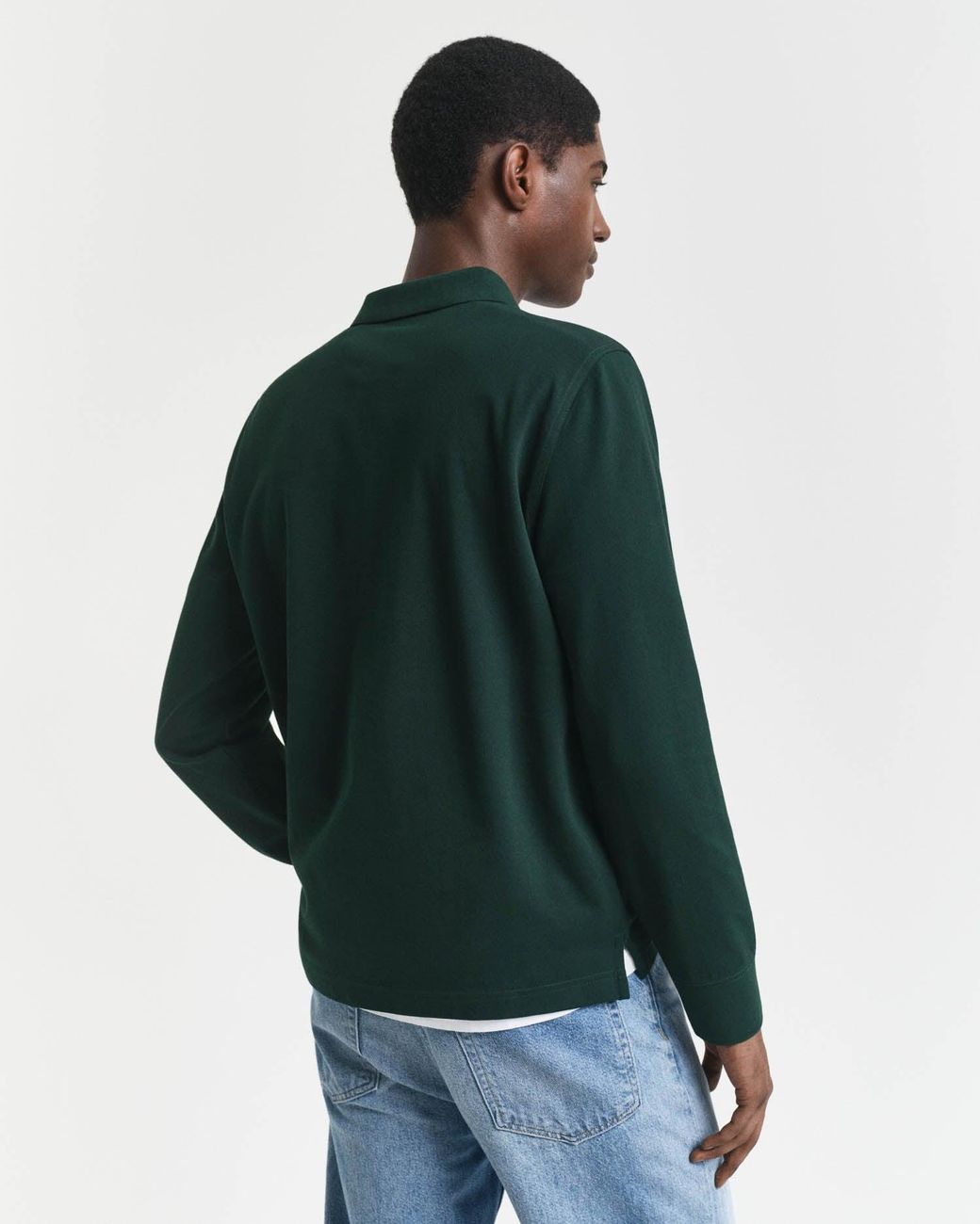 Gant Green Regular Fit Long Sleeve Shield Logo Pique Rugger for men