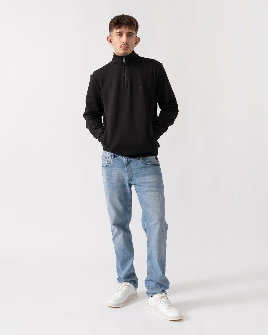 Tommy Hilfiger Black Essential Intechno Half Zip Sweatshirt for men