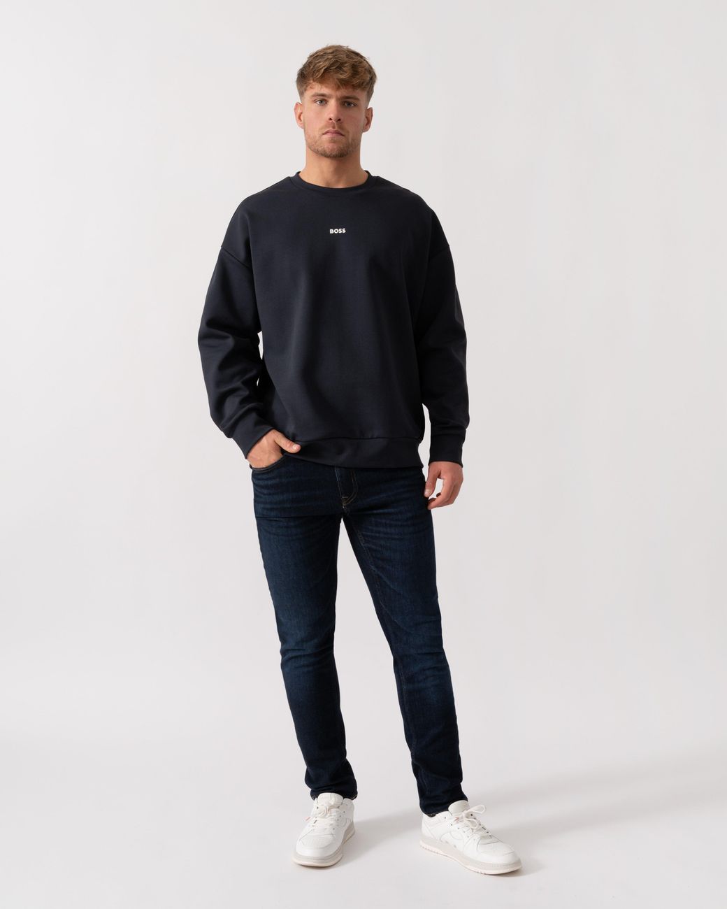 Boss Blue Stenson Crew Neck Sweatshirt for men