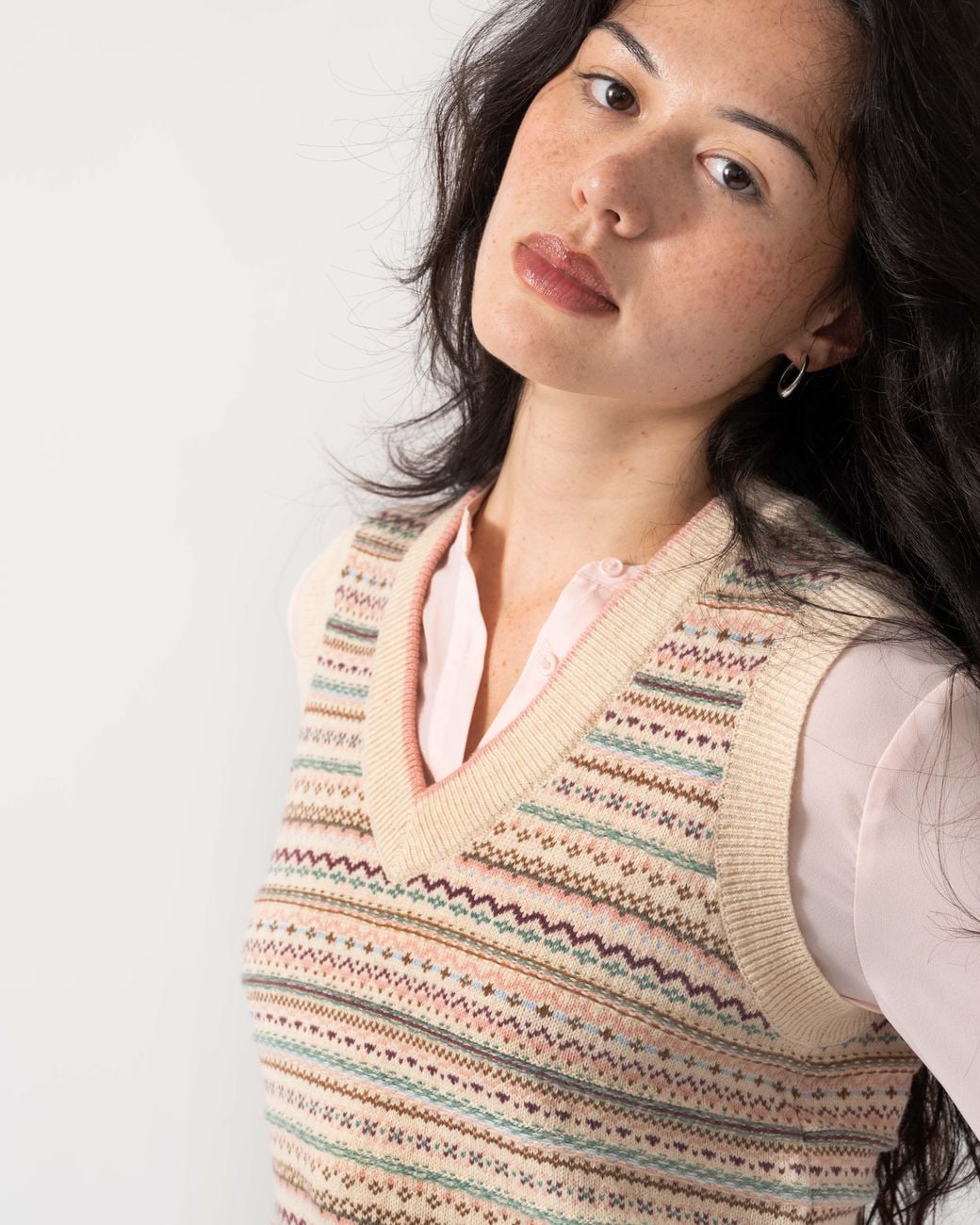 Joules Natural Fairisle V-Neck Knit Tank Top