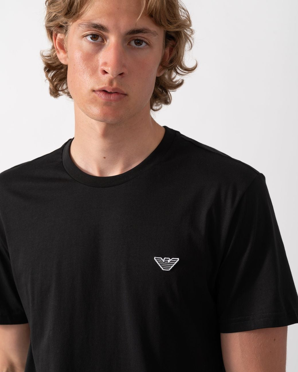 Emporio Armani Black Beach T-Shirt With Eagle Logo for men