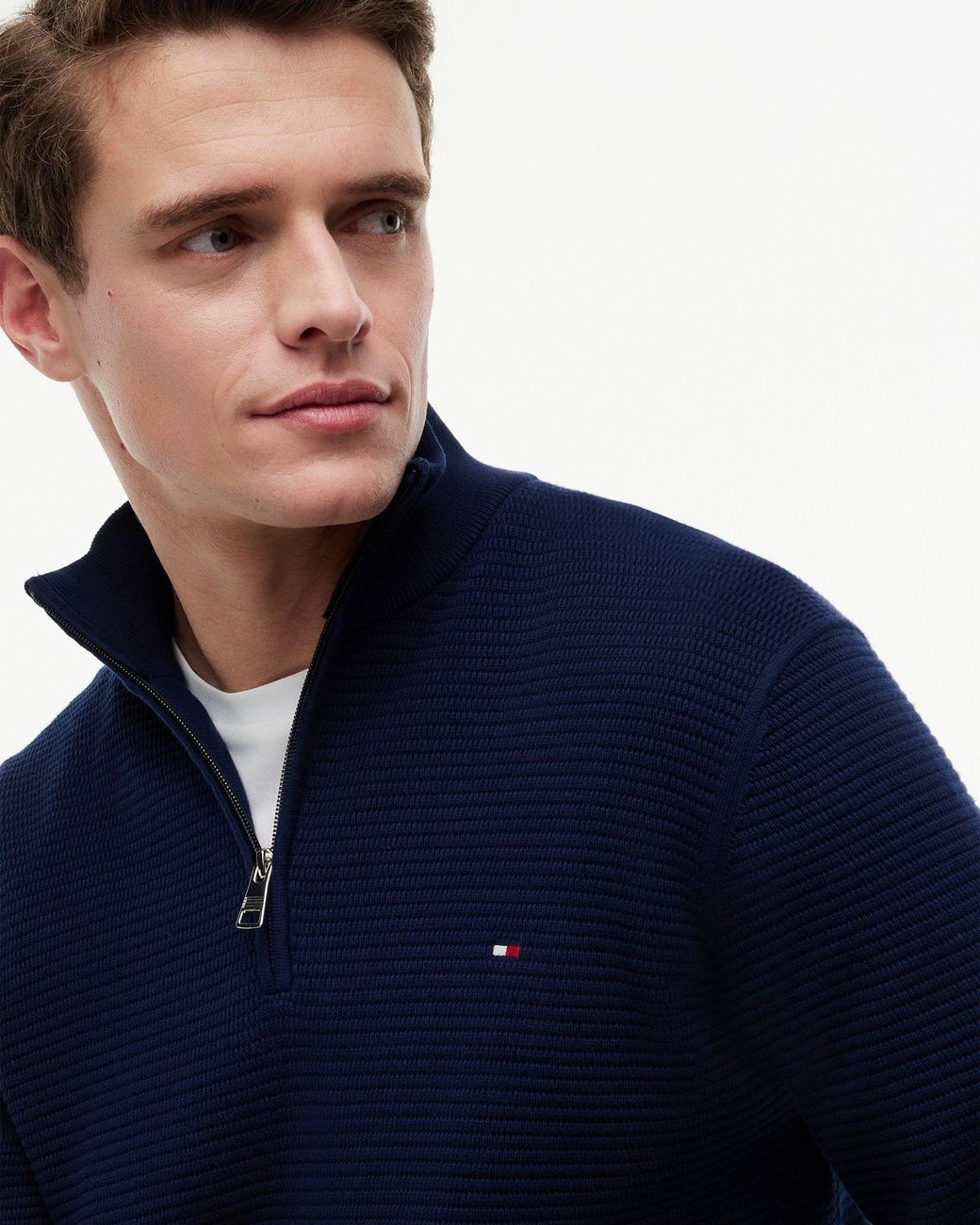 Tommy Hilfiger Blue Seasonal Structure 1/4 Zip Mock Neck Sweatshirt for men