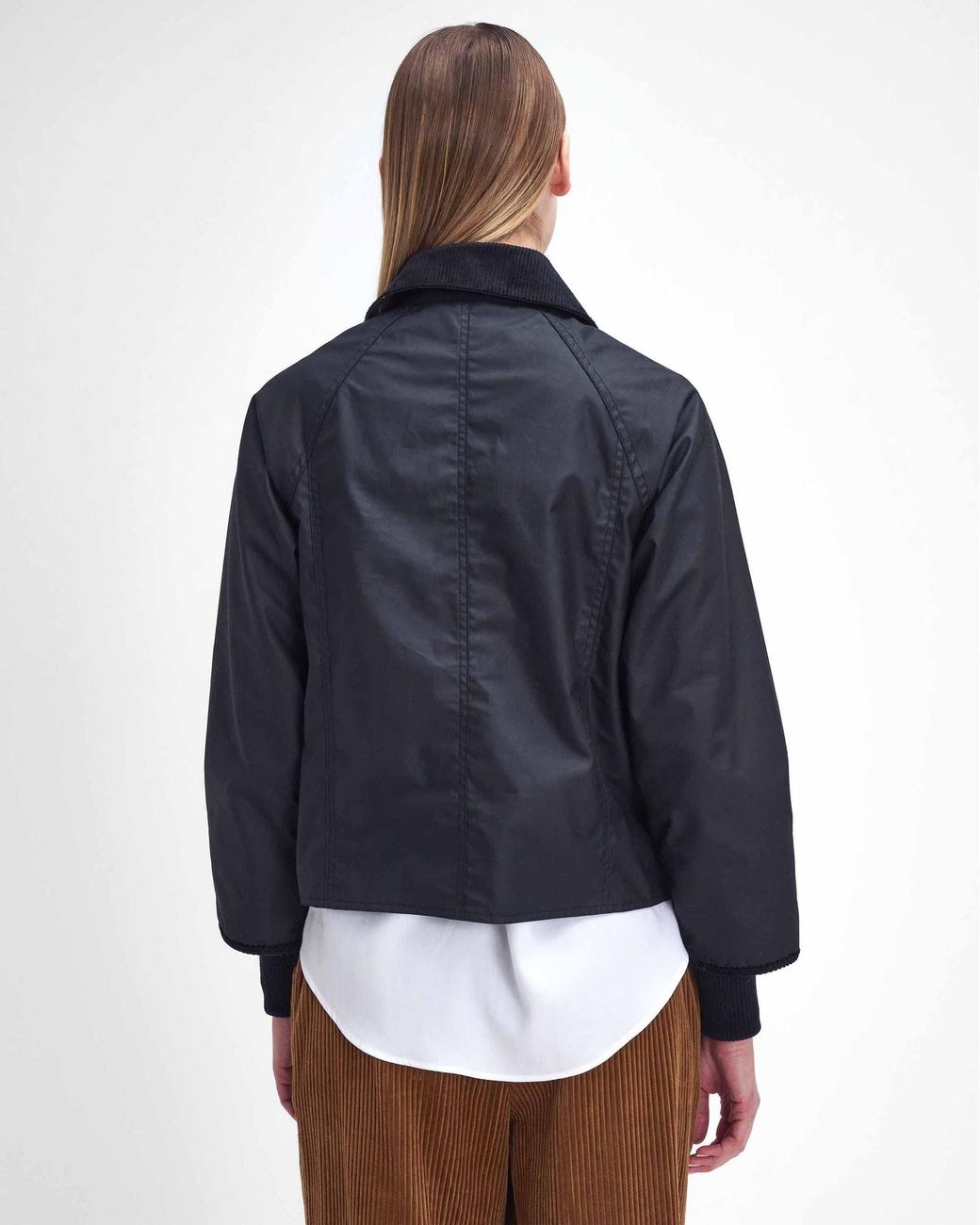 Barbour Blue Cropped Beadnell Wax Jacket