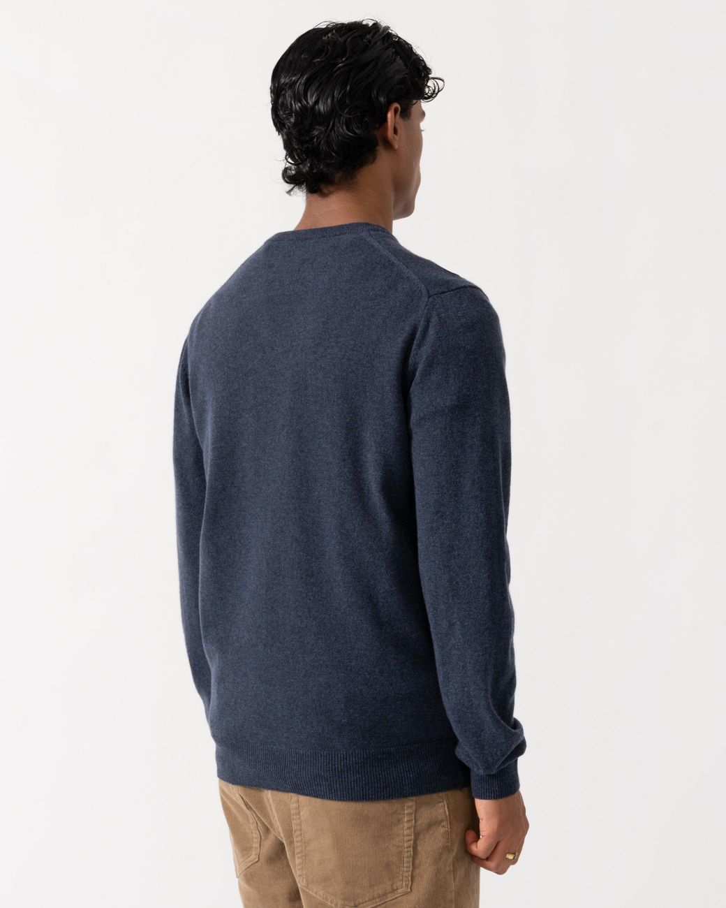 Gant Blue Superfine Lambswool V-Neck Sweater for men