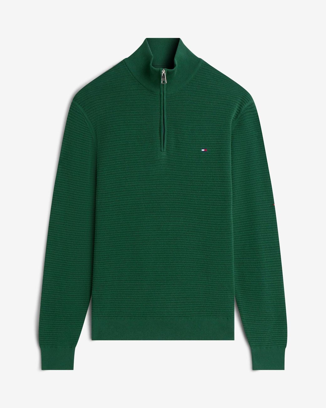 Tommy Hilfiger Green Seasonal Structure 1/4 Zip Mock Neck Sweatshirt for men