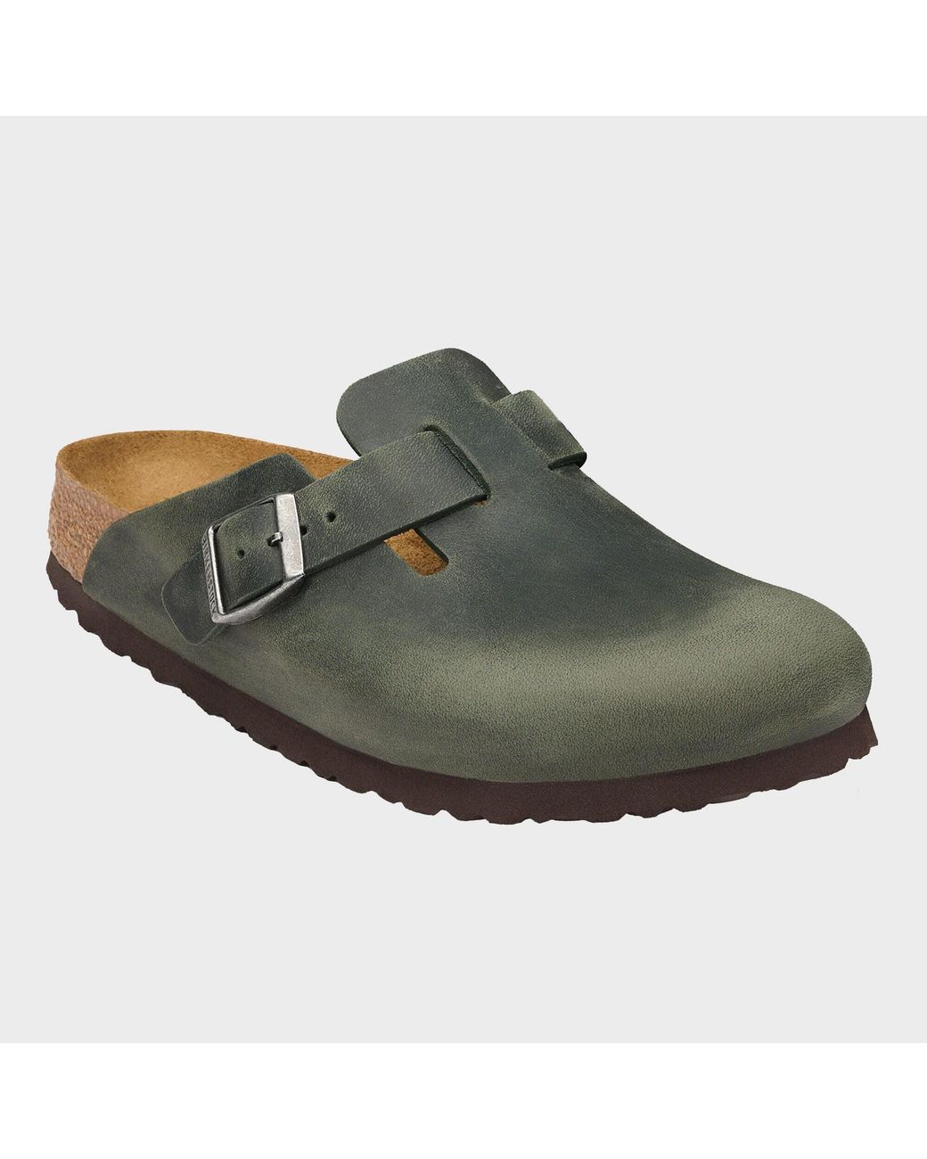 Birkenstock Green Boston Oiled Nubuck Leather Clogs