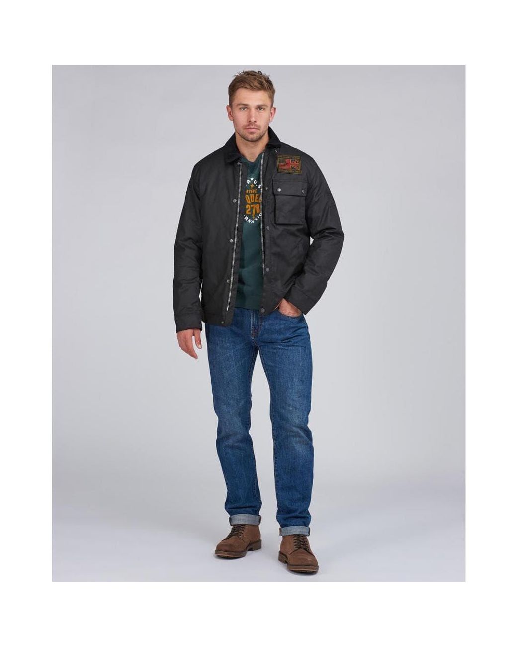Barbour Gray Workers Wax Jacket , Size: M for men