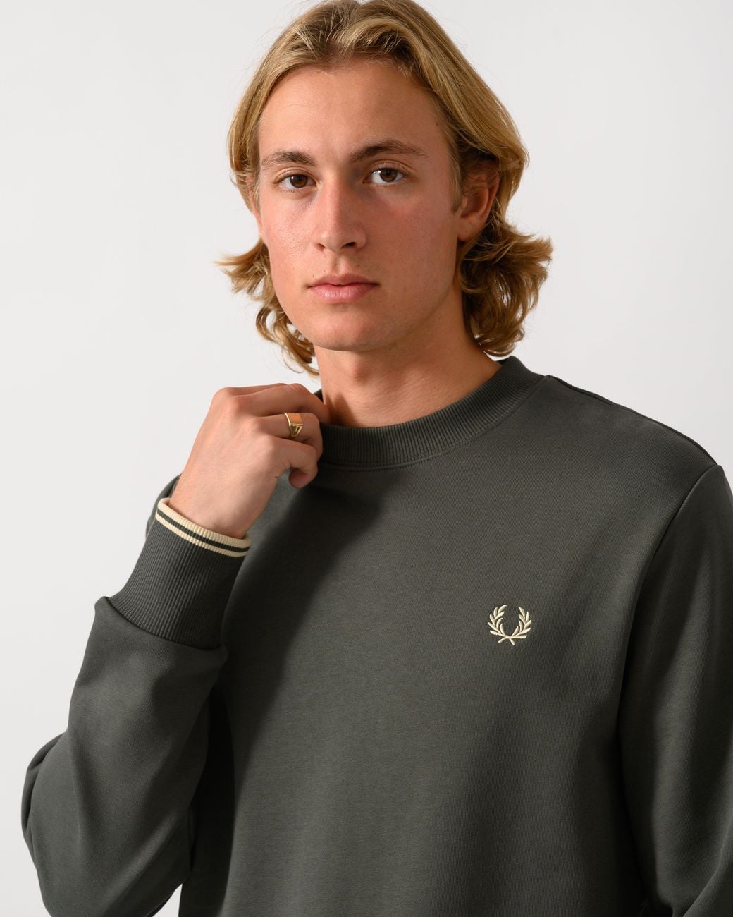 Fred Perry Gray Crew Neck Sweatshirt for men