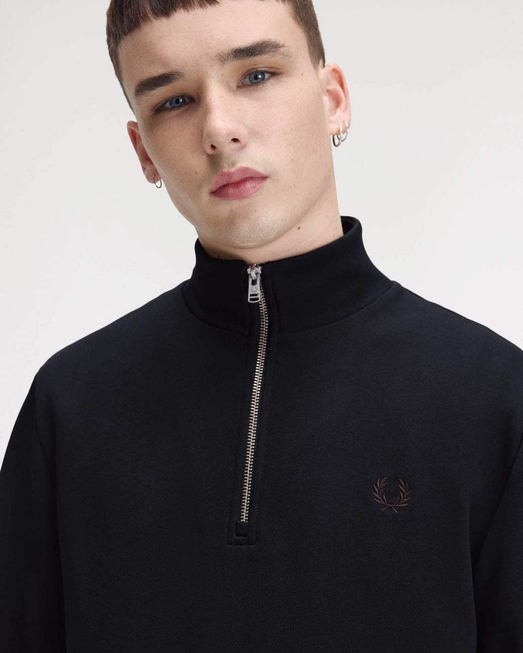 Fred Perry Black Half Zip Sweatshirt for men