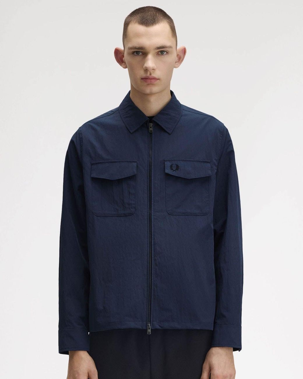 Fred Perry Blue Zip Overshirt for men