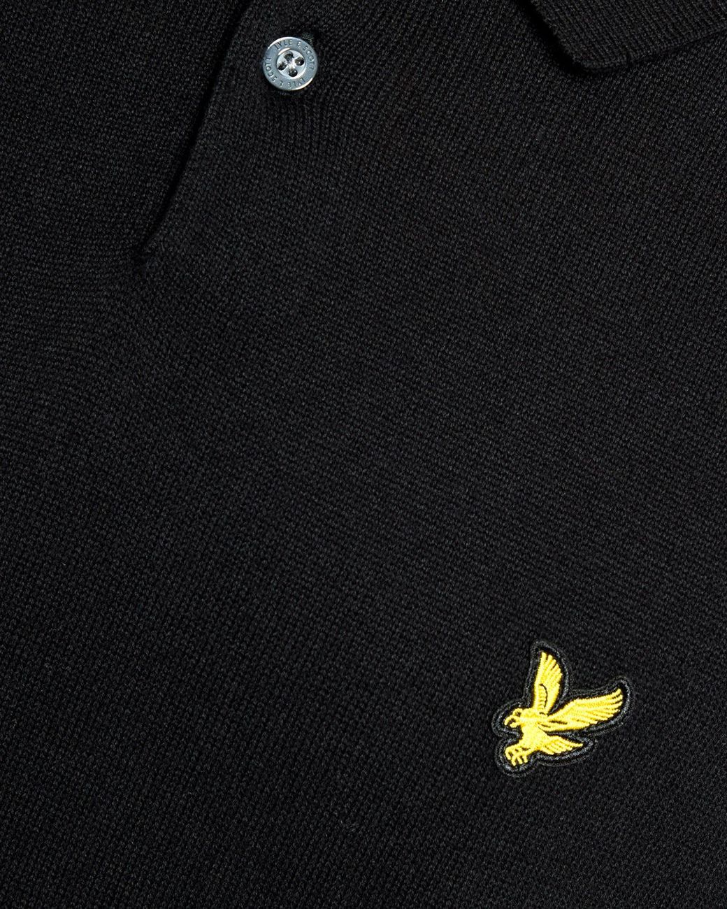 Lyle & Scott Black Cotton Knitted Polo Shirt for men