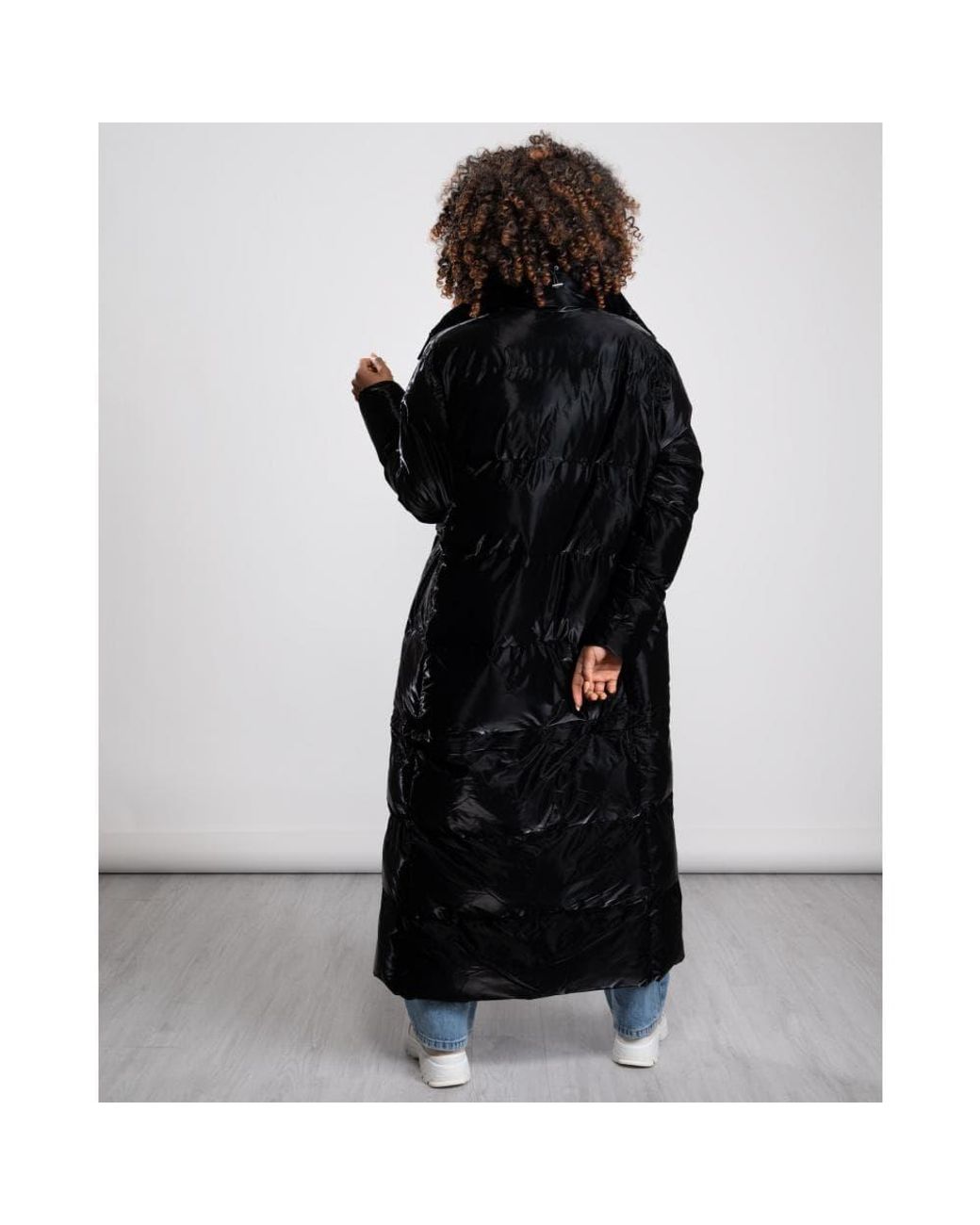 extra long padded coat black