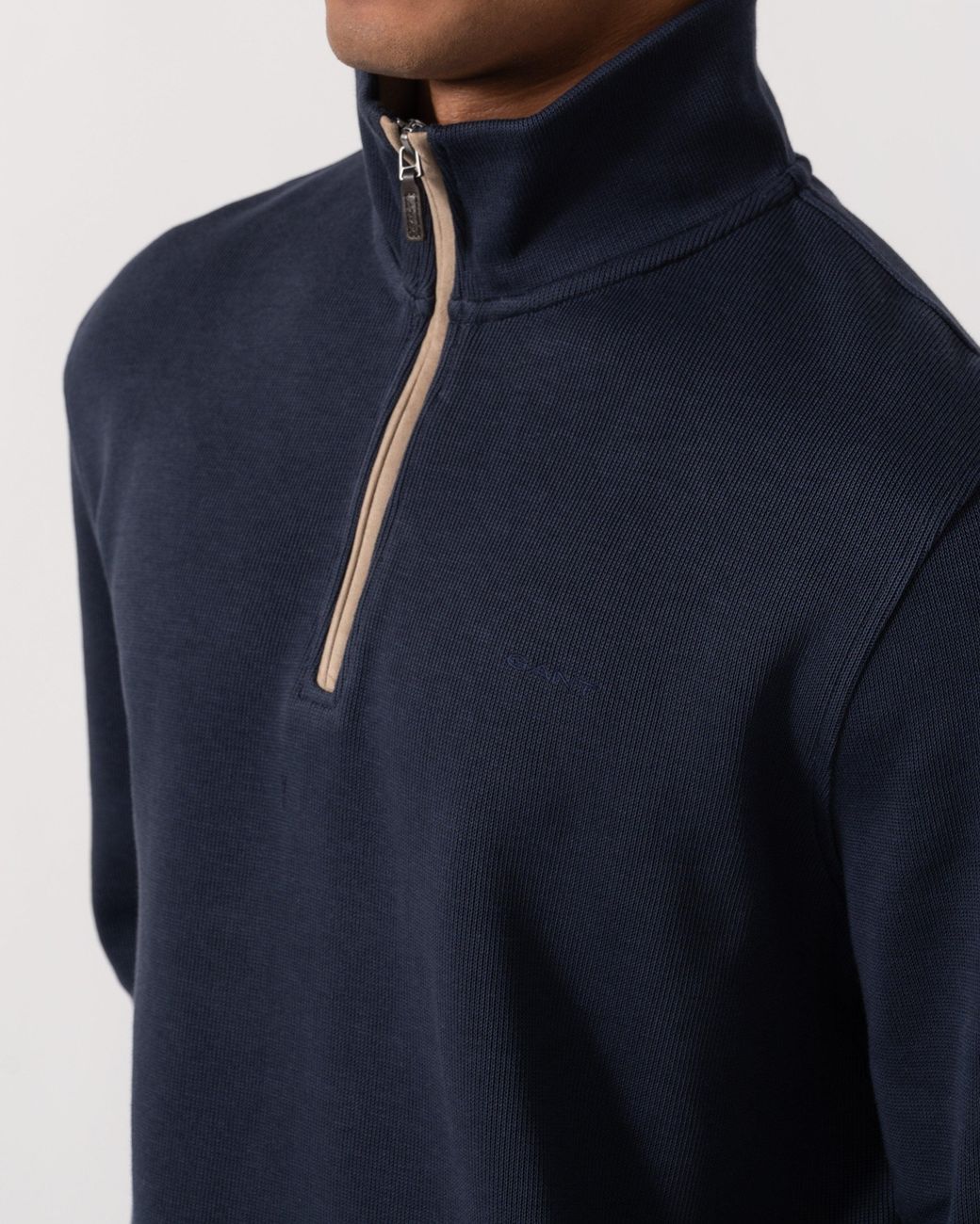 Gant Blue Sacker Rib Half Zip Sweatshirt for men
