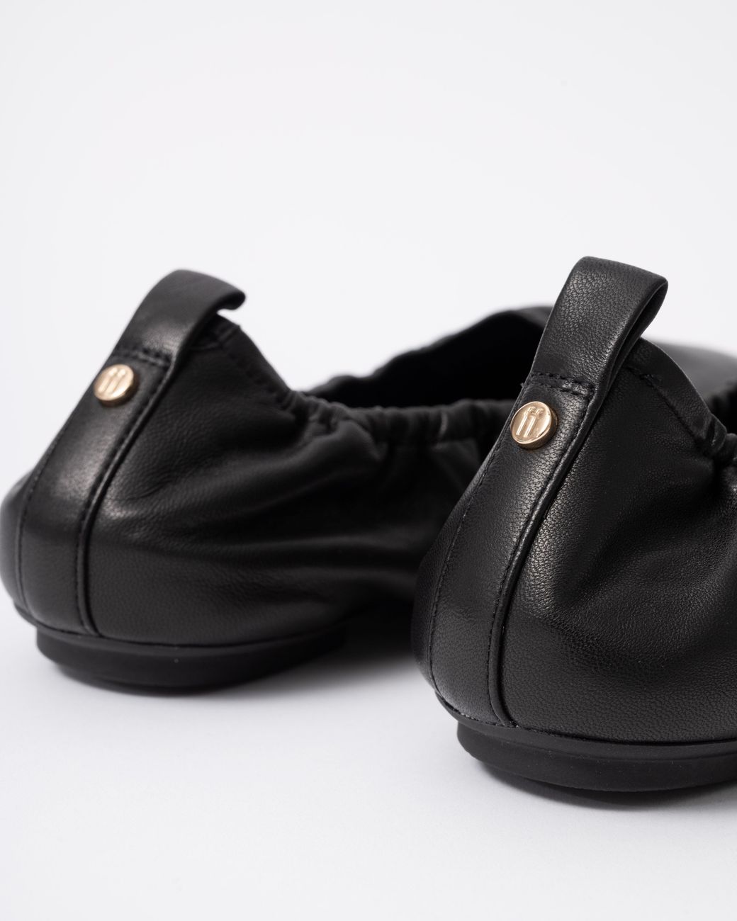 Fitflop Black Delicato Poise Leather Ballerina Shoes