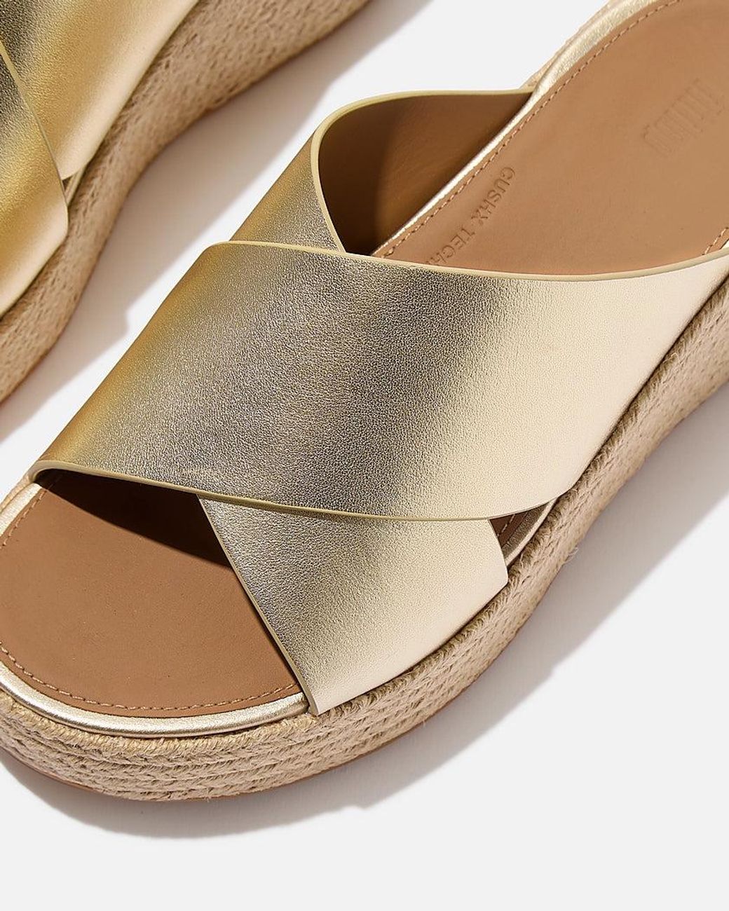 Fitflop Natural Platfforms Espadrille Leather Wedge Cross Slides