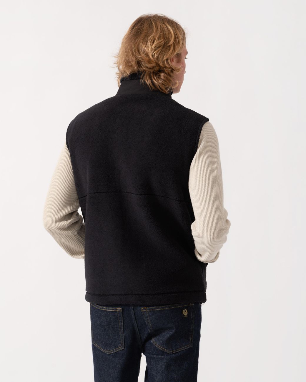Boss Black Sveedy Contrast-Panel Teddy Fleece Gilet With Logo for men