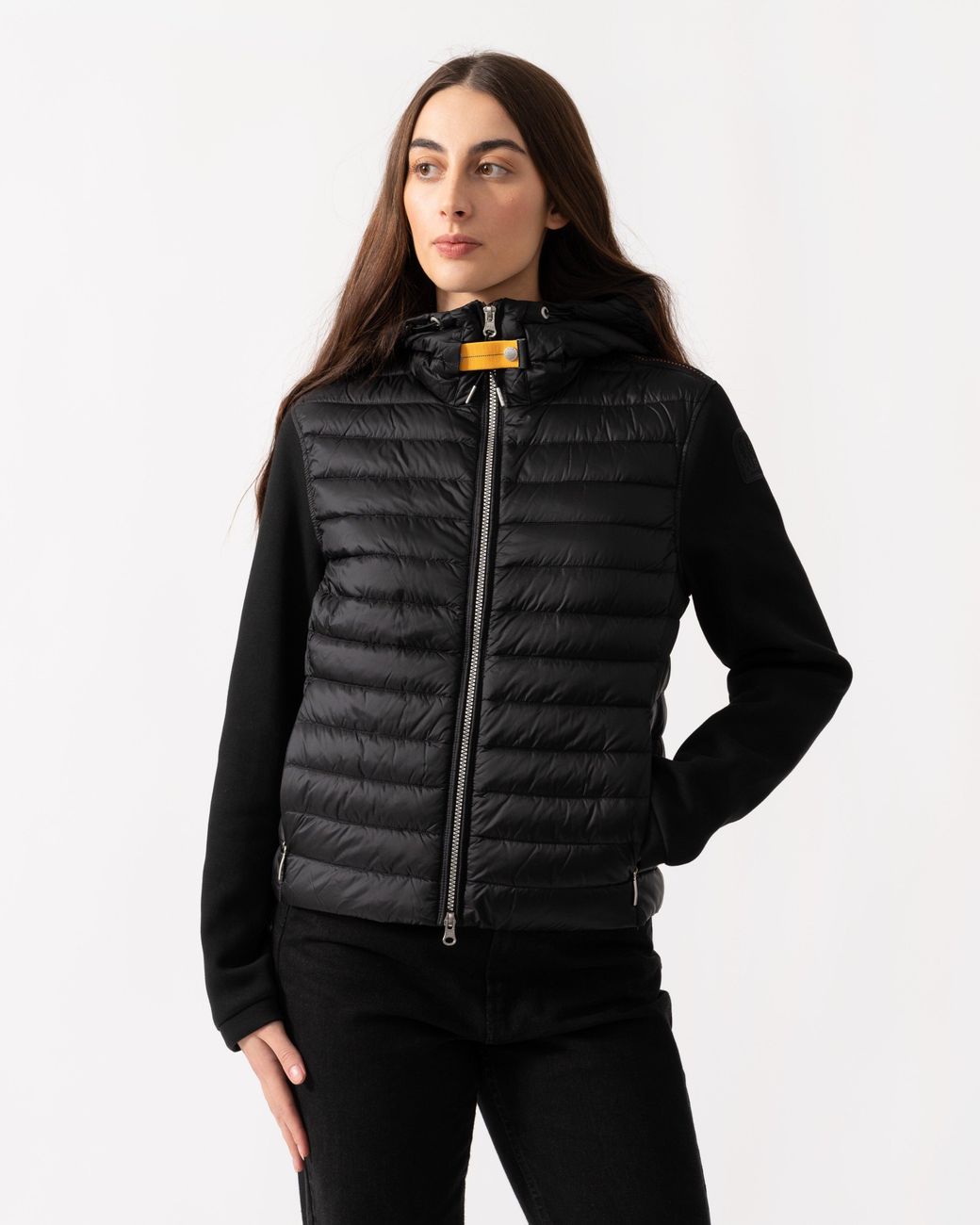 Parajumpers Black Susanna Fleece/Nylon Hooded Jacket