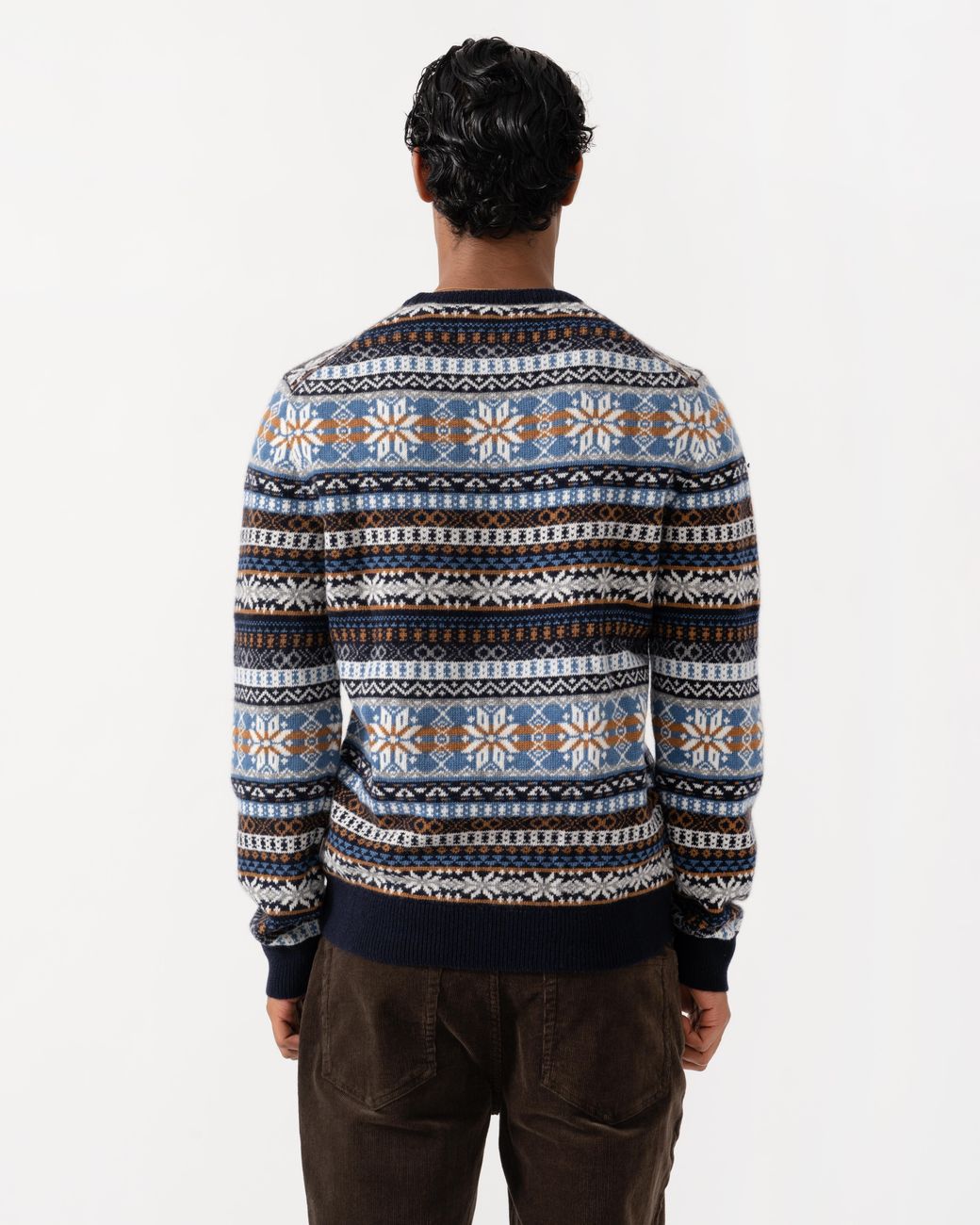 Gant Blue Fair Isle Crew Neck Sweater for men