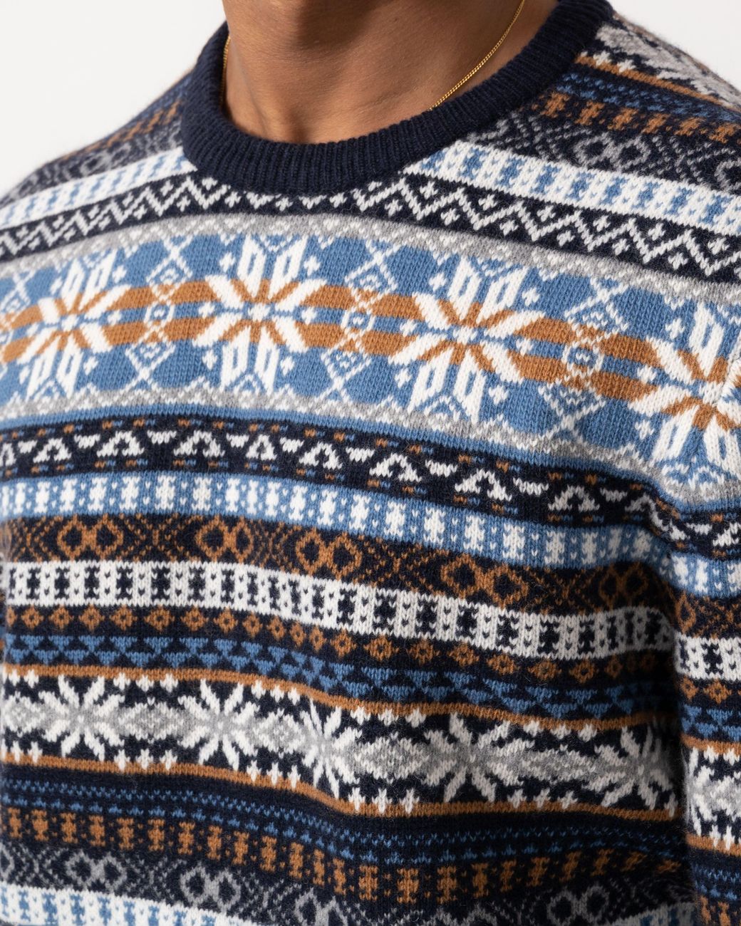 Gant Blue Fair Isle Crew Neck Sweater for men