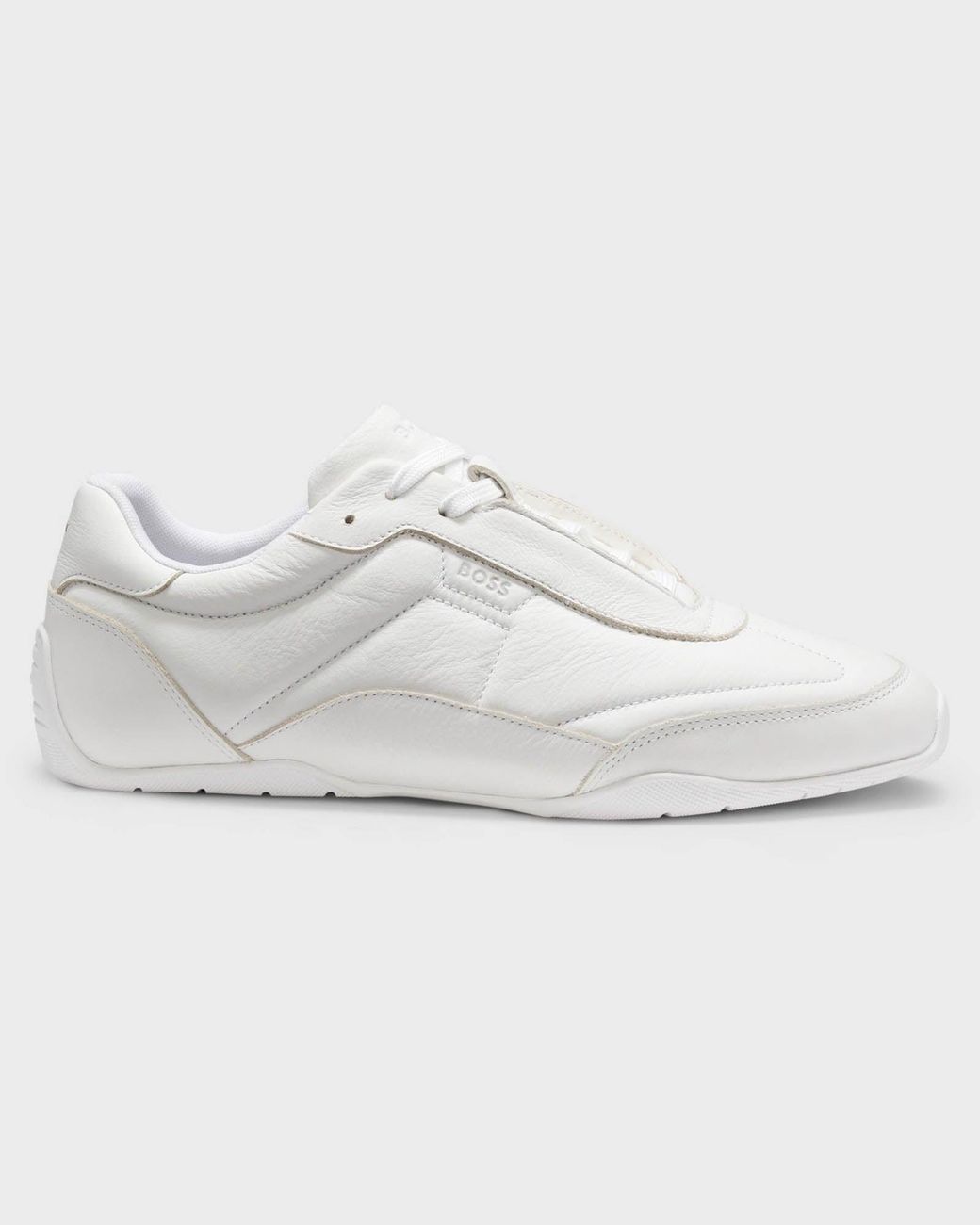 Boss White Jaylen Leather Trainers With Logo Detail for men