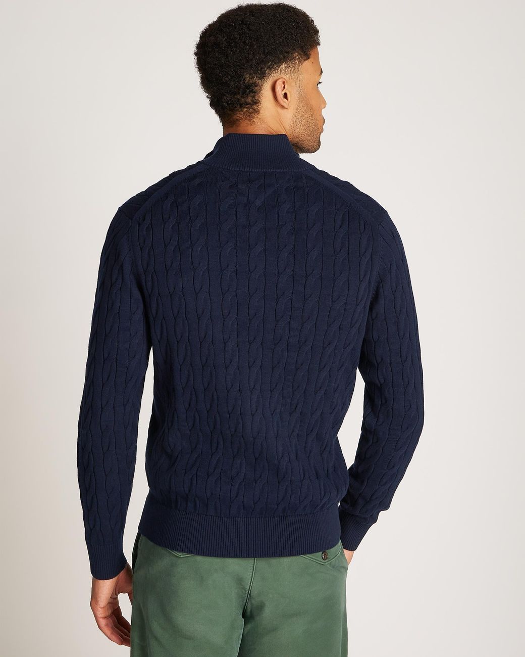 Tommy Hilfiger Blue Classic Cotton Cable Half Zip Mock Sweatshirt for men