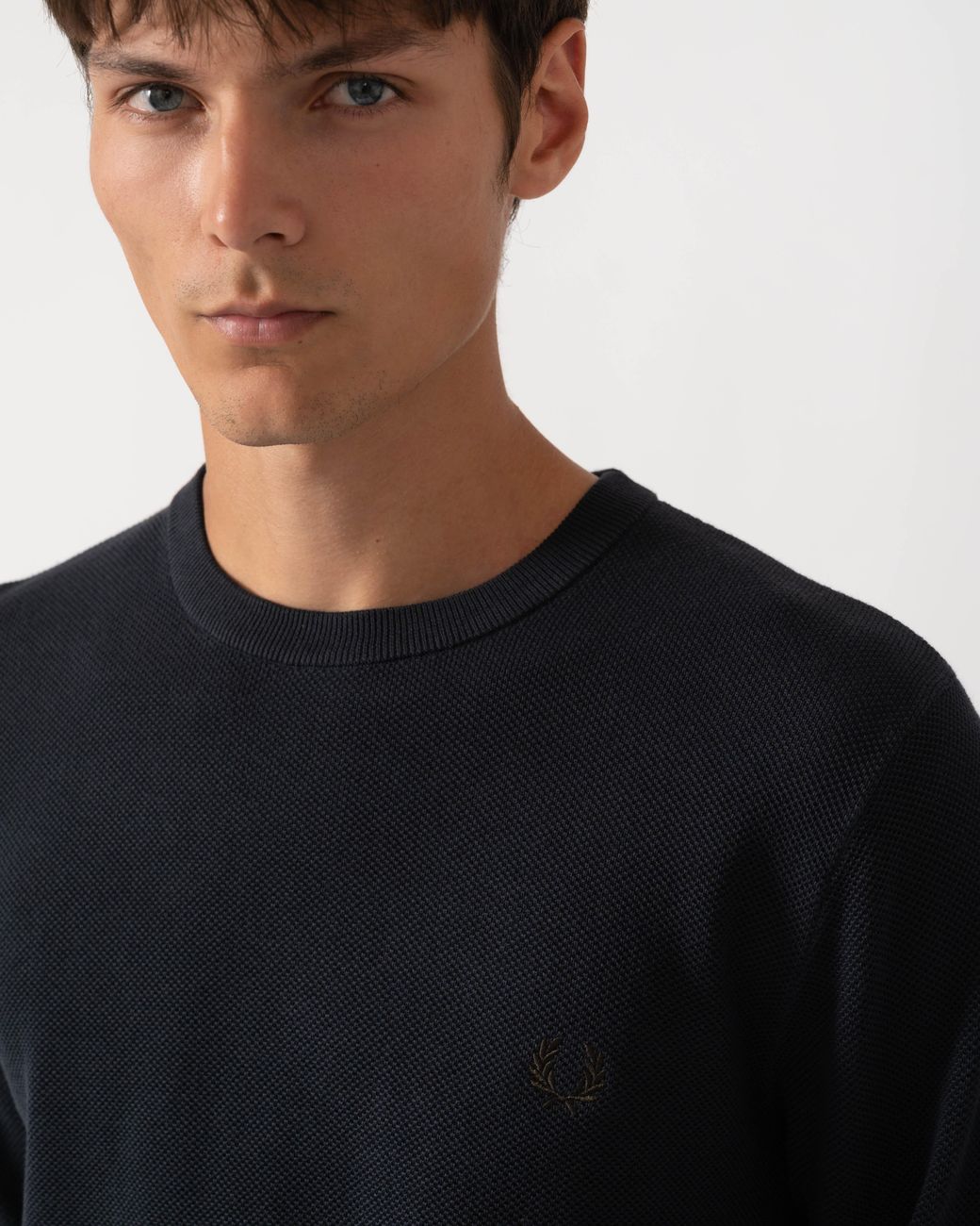 Fred Perry Black Pique Stitch Jumper for men