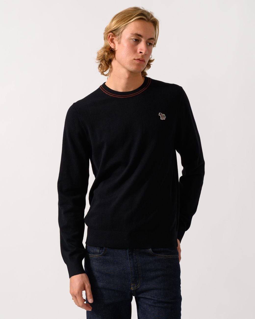 Paul Smith Black Ps Crew Neck Zebra Badge Sweater for men