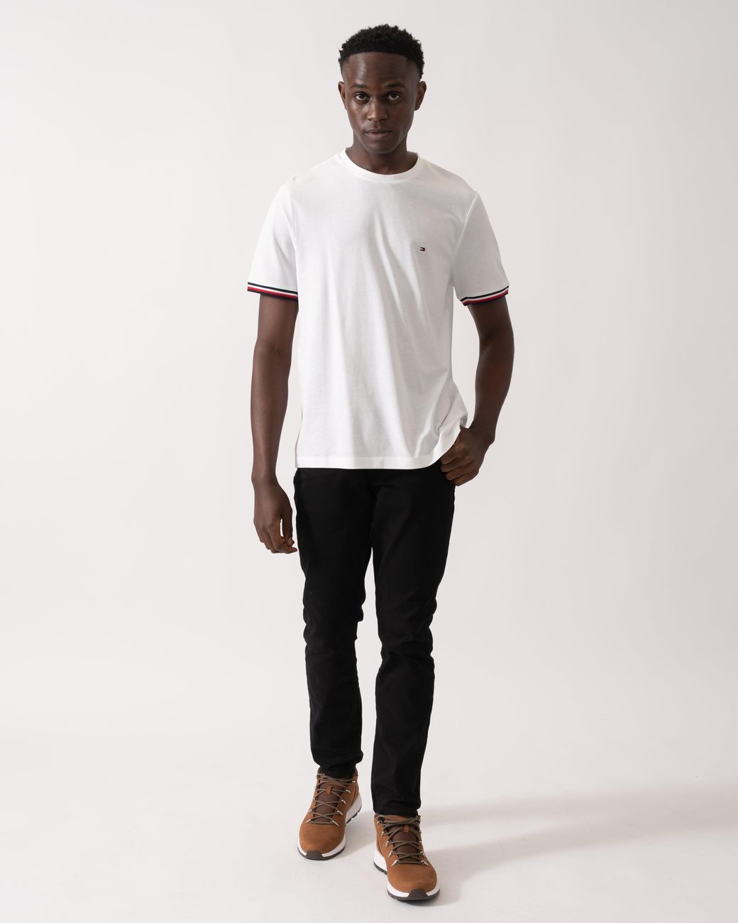 Tommy Hilfiger White Global Strip Cuff T-Shirt for men