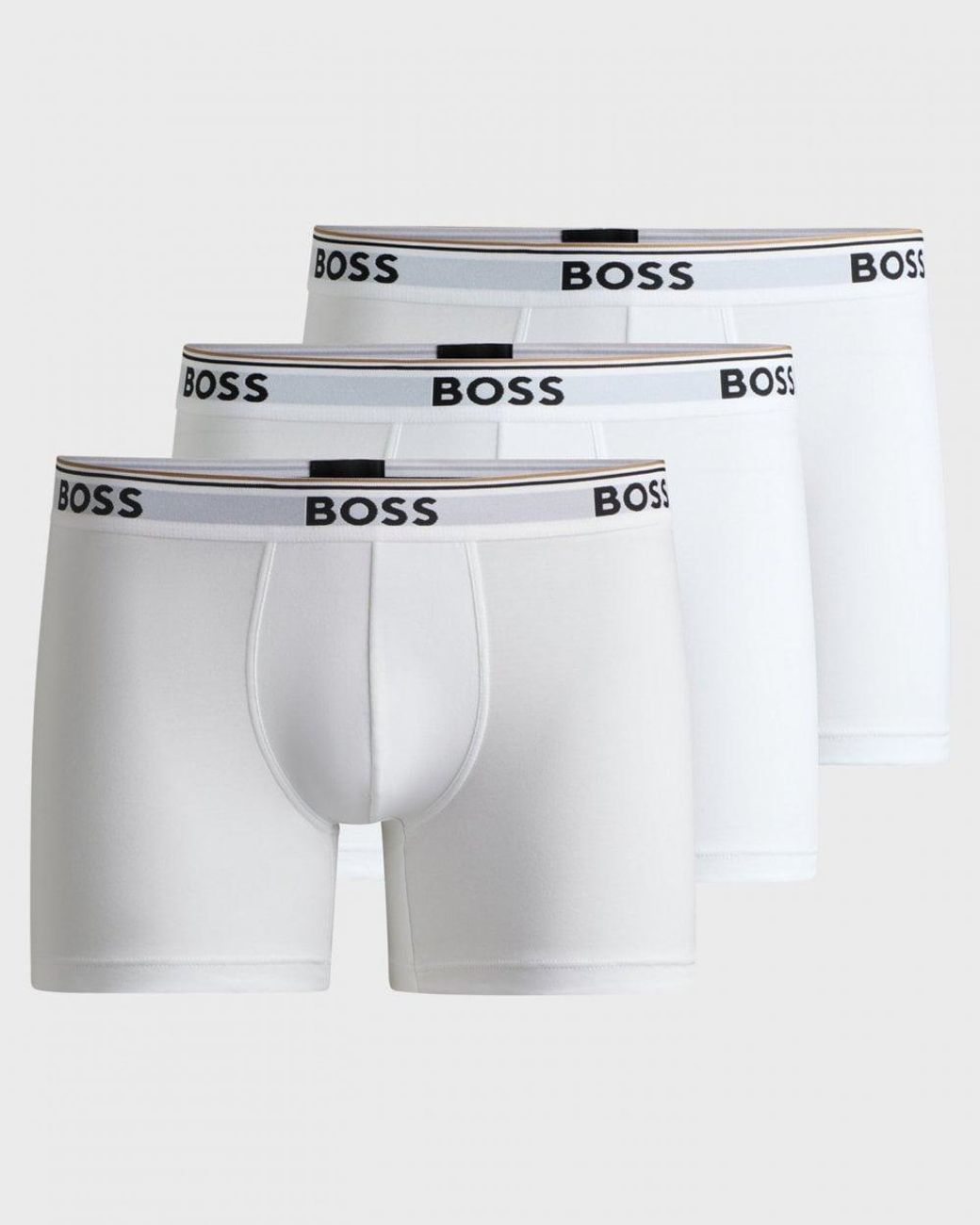 Boss White Power Three Pack Stretch Cotton Boxer Briefs With Logos Nos Size: M for men