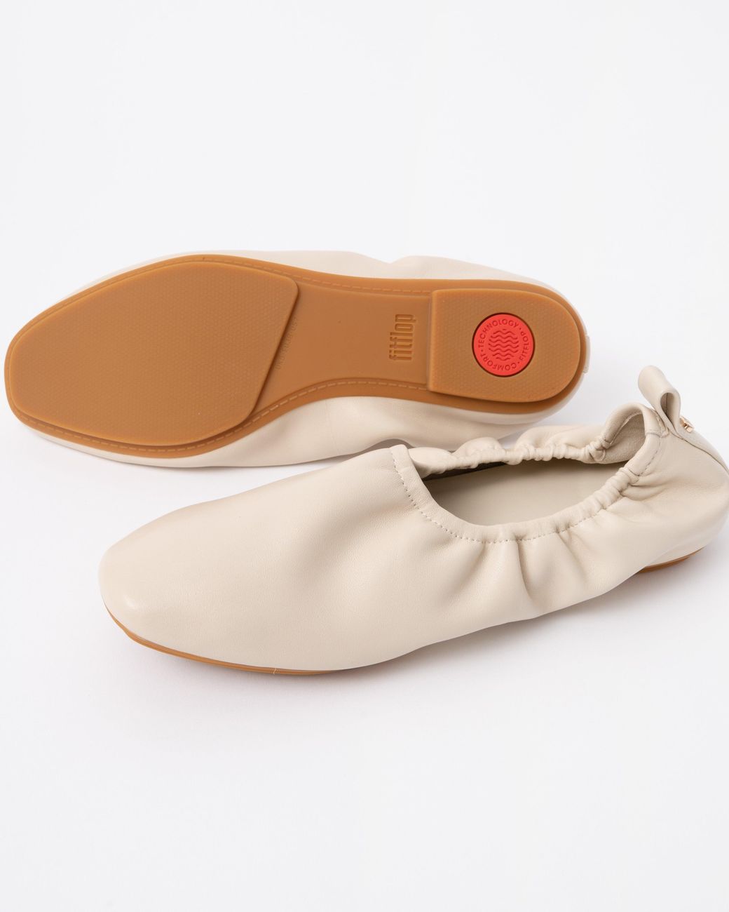 Fitflop White Delicato Poise Leather Ballerina Shoes