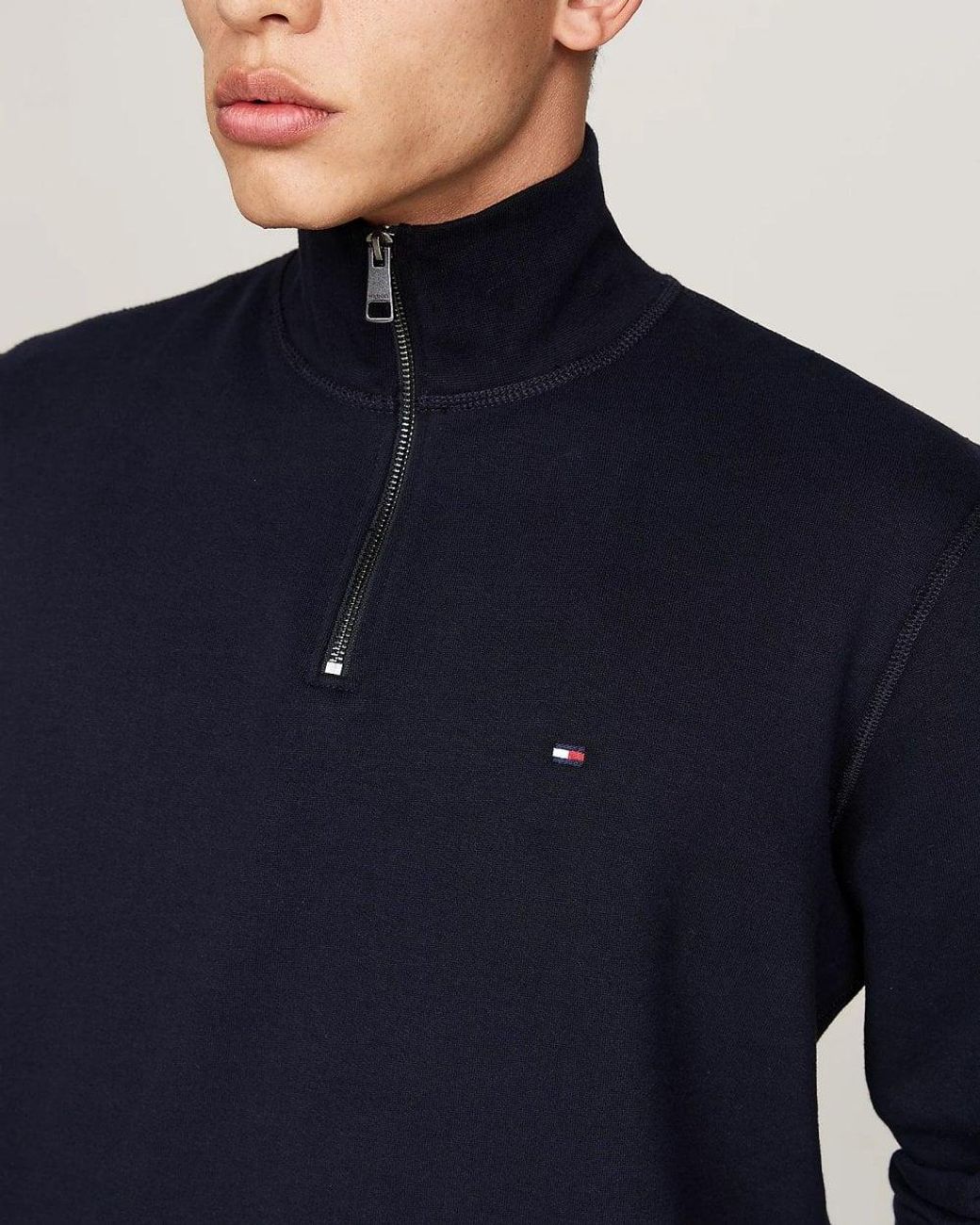 Tommy Hilfiger Blue Essential Fleece Half Zip Sweatshirt for men