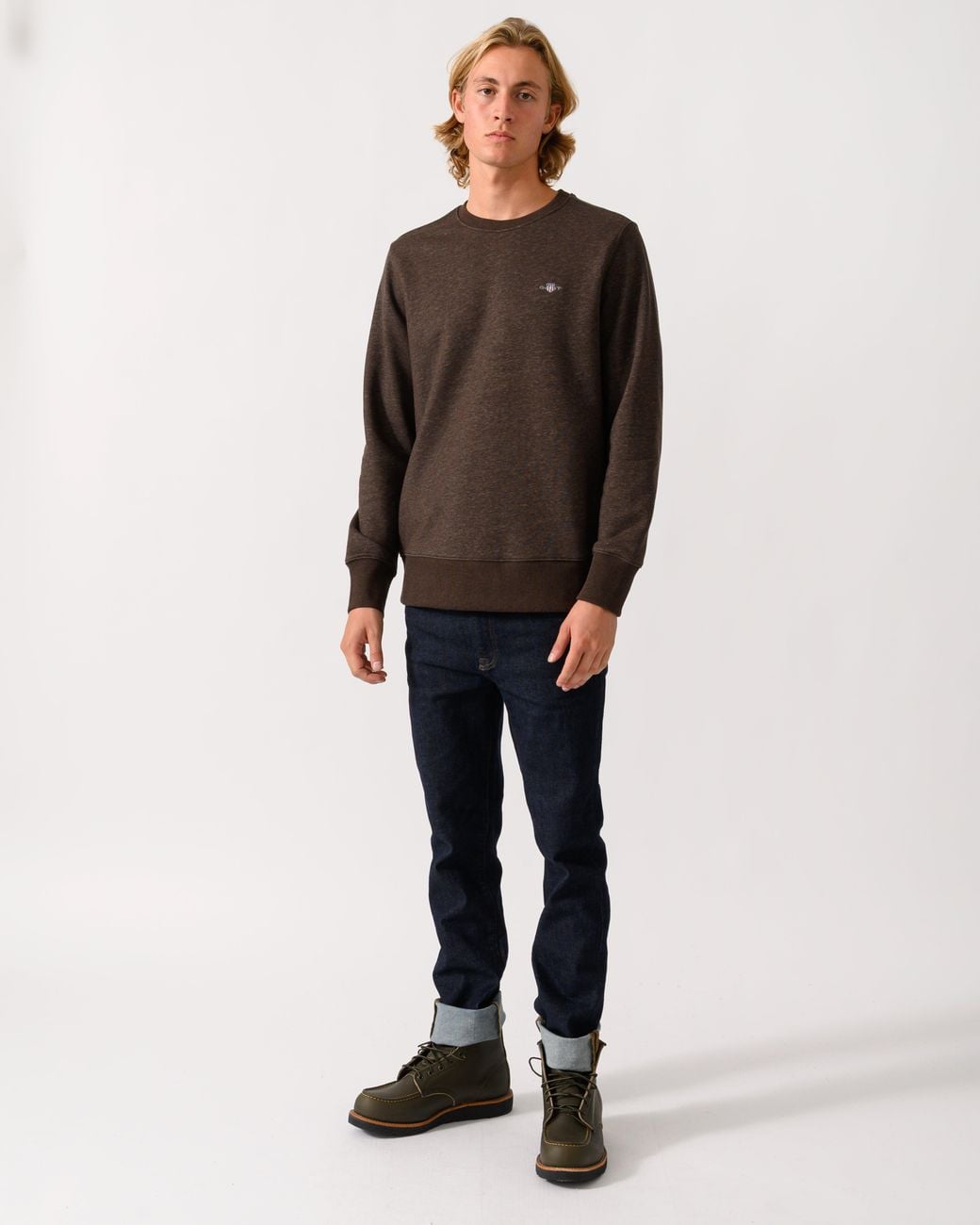 Gant Black Regular Fit Shield Logo Crew Neck Sweatshirt for men
