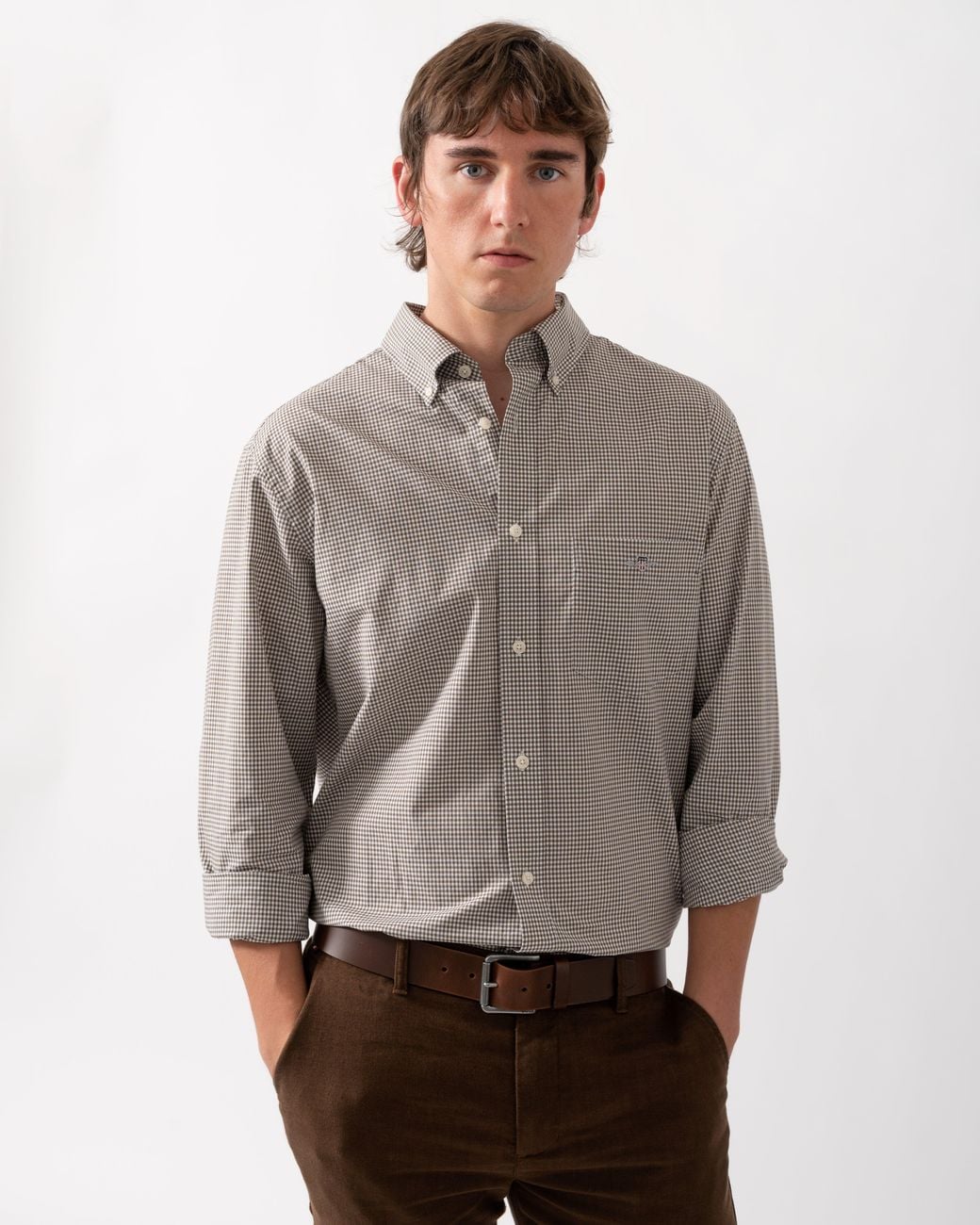 Gant Gray Regular Fit Classic Poplin Gingham Shirt for men