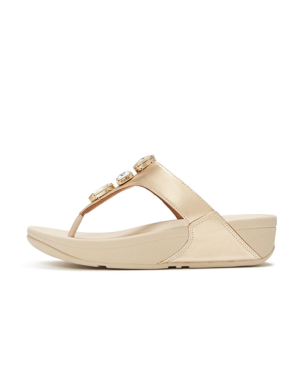 Fitflop White Lulu Ultra-Jewel Metallic Toe-Post Sandals