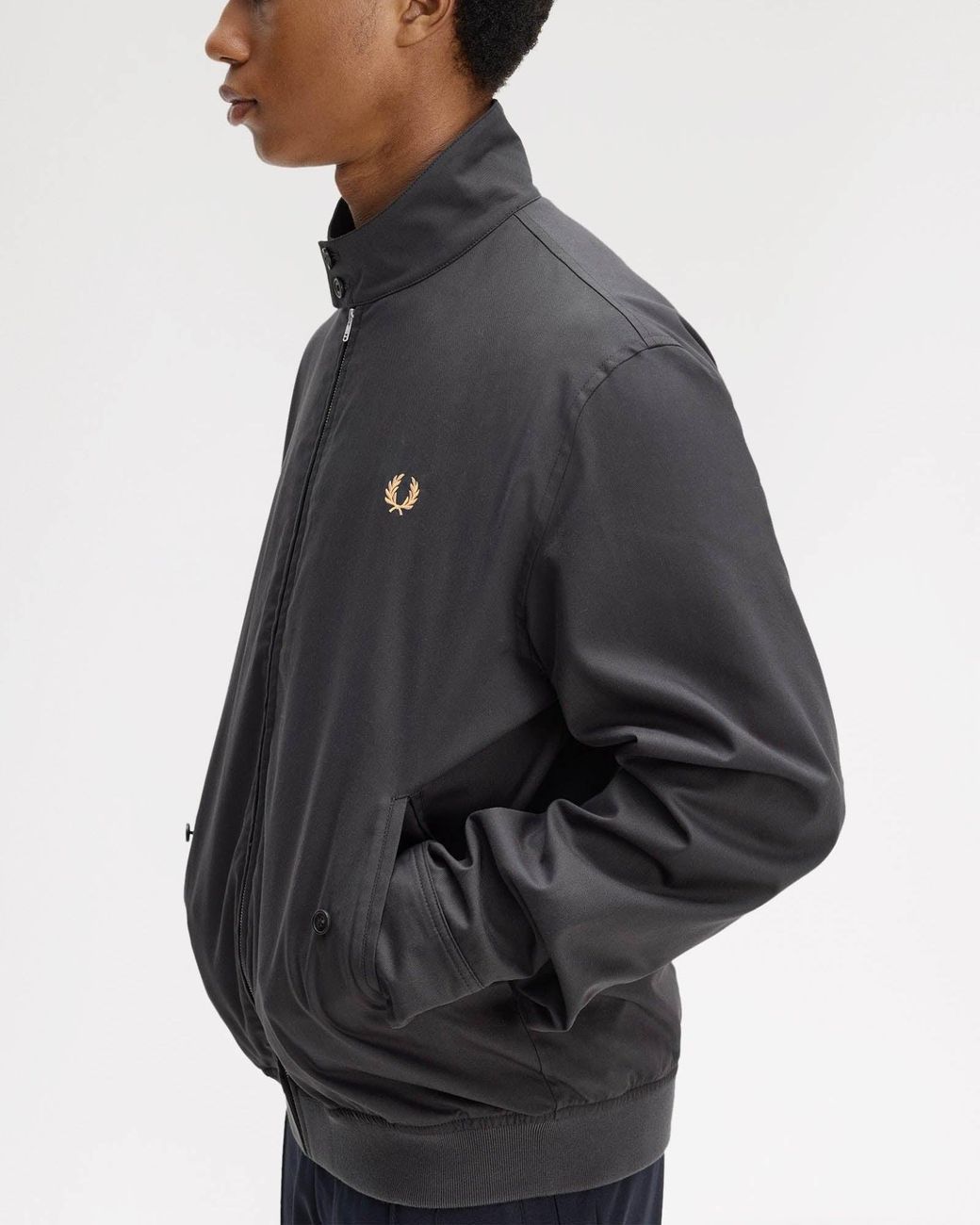 Fred Perry Blue Twill Harrington Jacket for men
