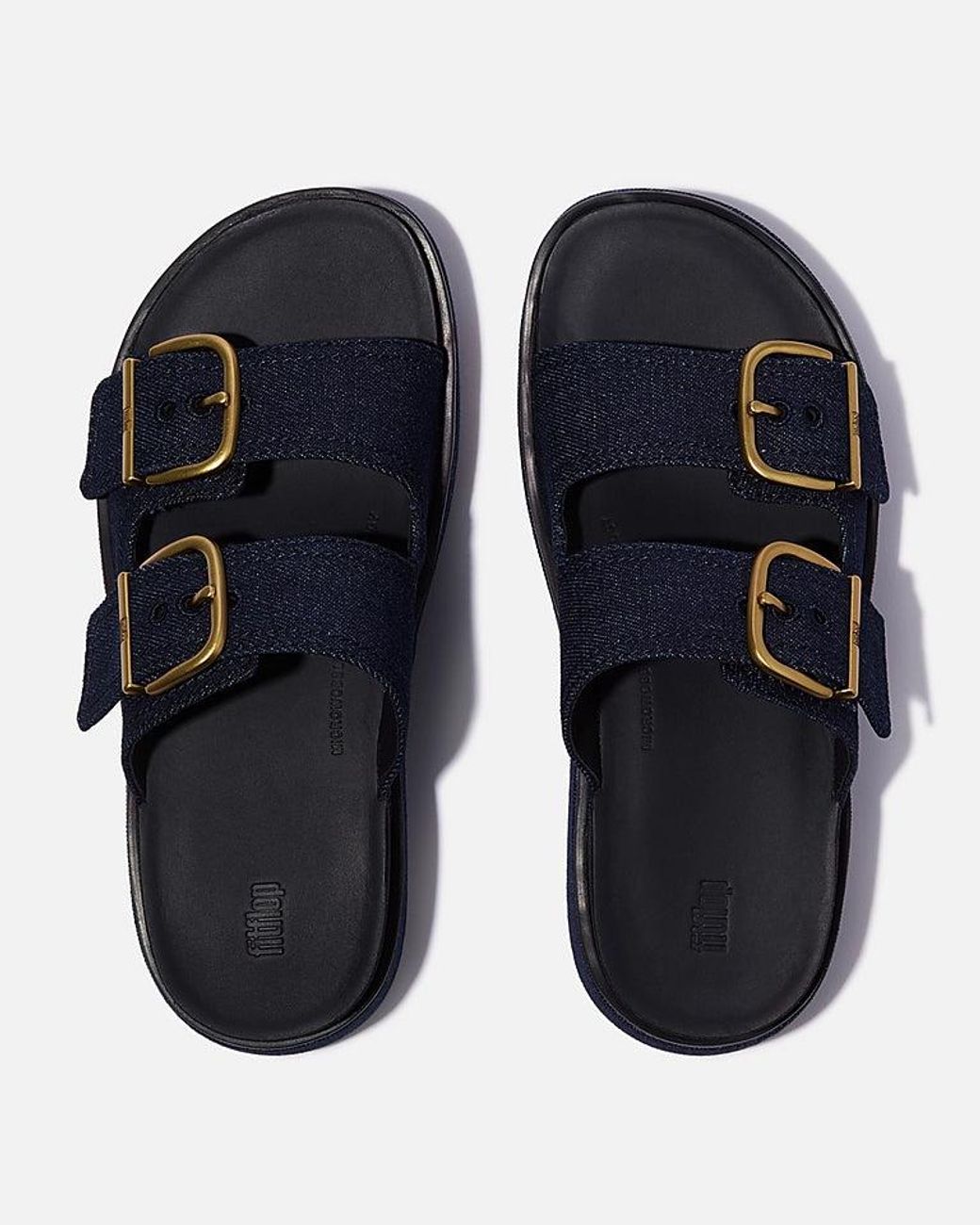 Fitflop Blue Gen-Ff Max Buckle Two-Bar Denim Slides