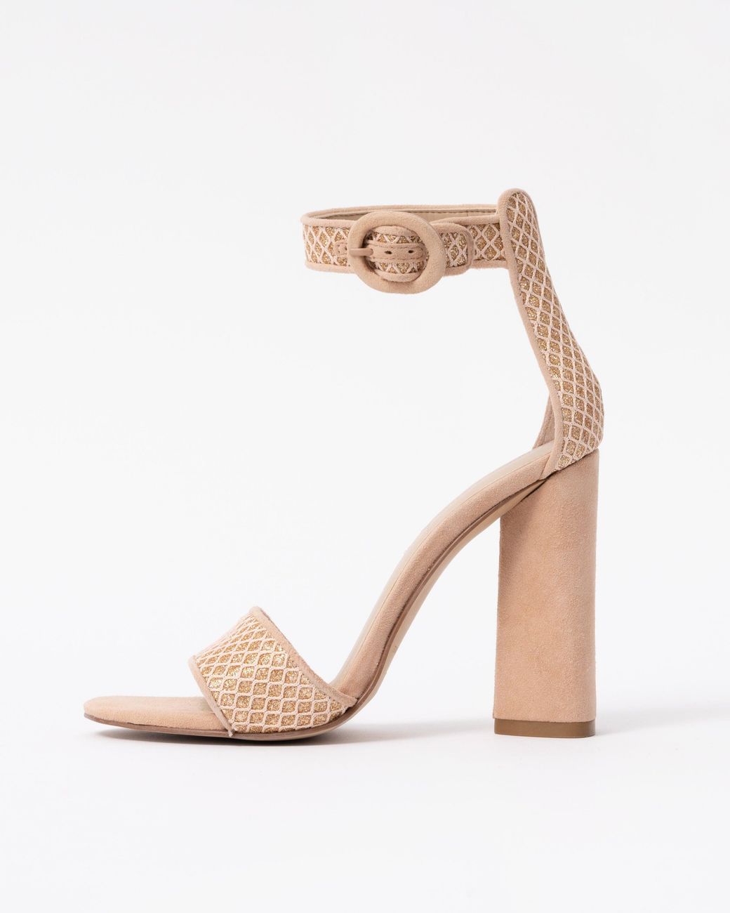 Kendall + Kylie Natural Giselle Suede Ankle Strap Heels