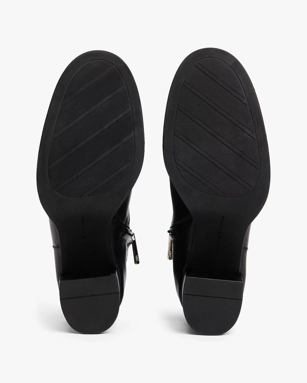 Tommy Hilfiger Black Stacked Heel Leather Ankle Boots