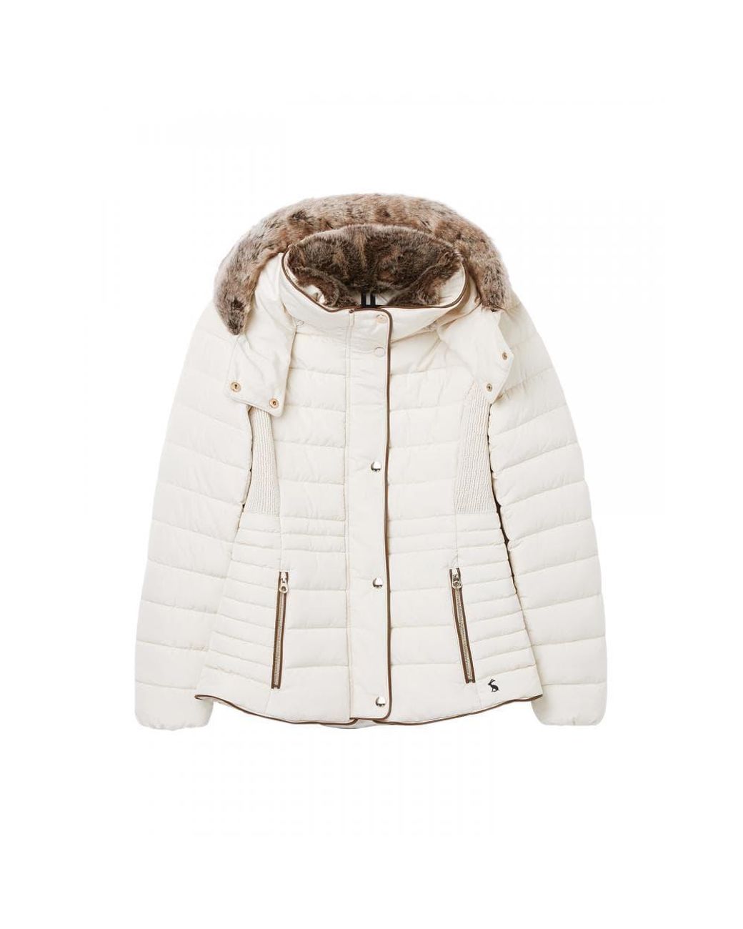 Joules Gosway Faux Fur Trim Padded Coat in White Lyst Australia