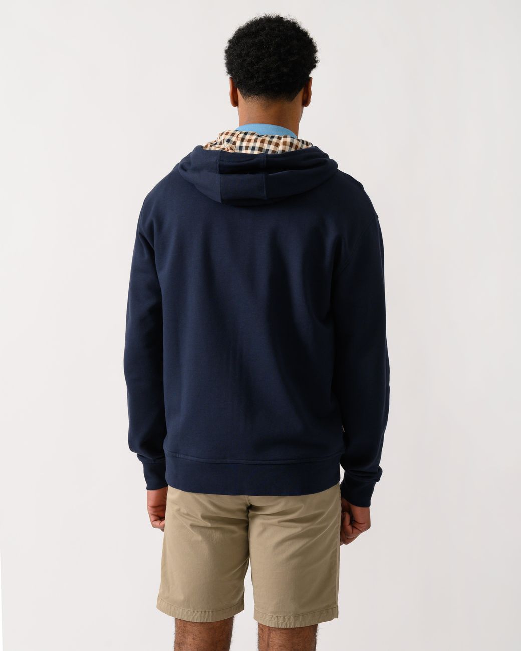Aquascutum Blue Full Zip Badge Hoodie for men